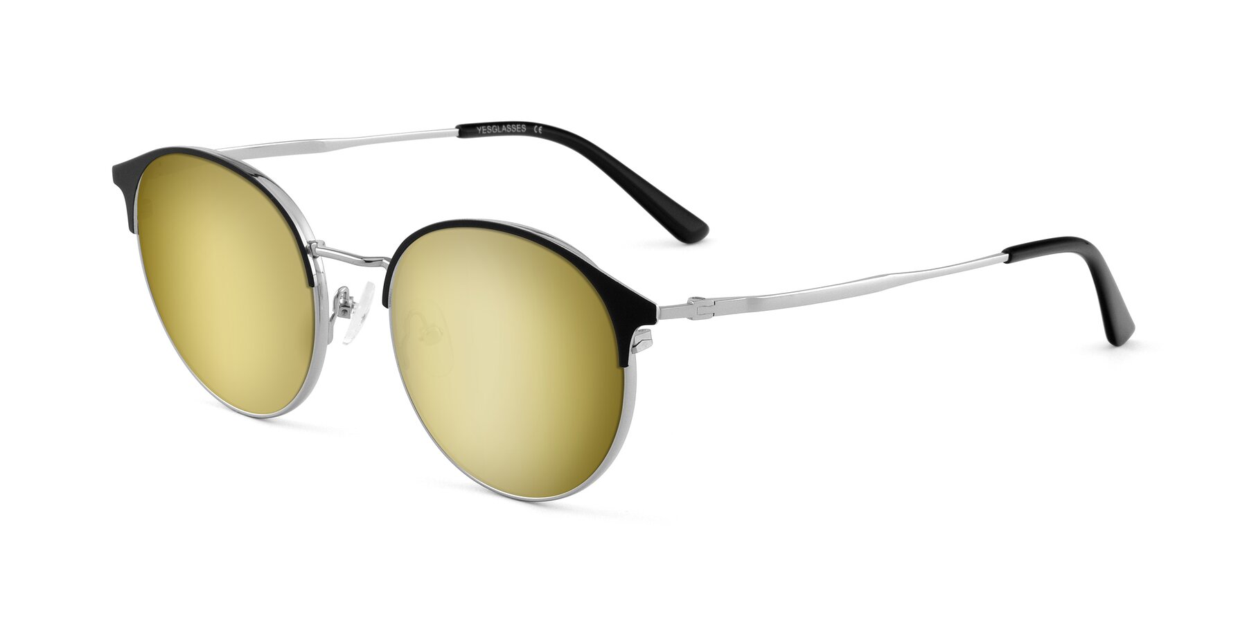 Angle of Berkley in Black-Silver with Gold Mirrored Lenses
