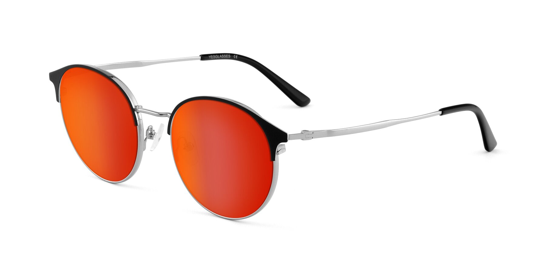 Angle of Berkley in Black-Silver with Red Gold Mirrored Lenses
