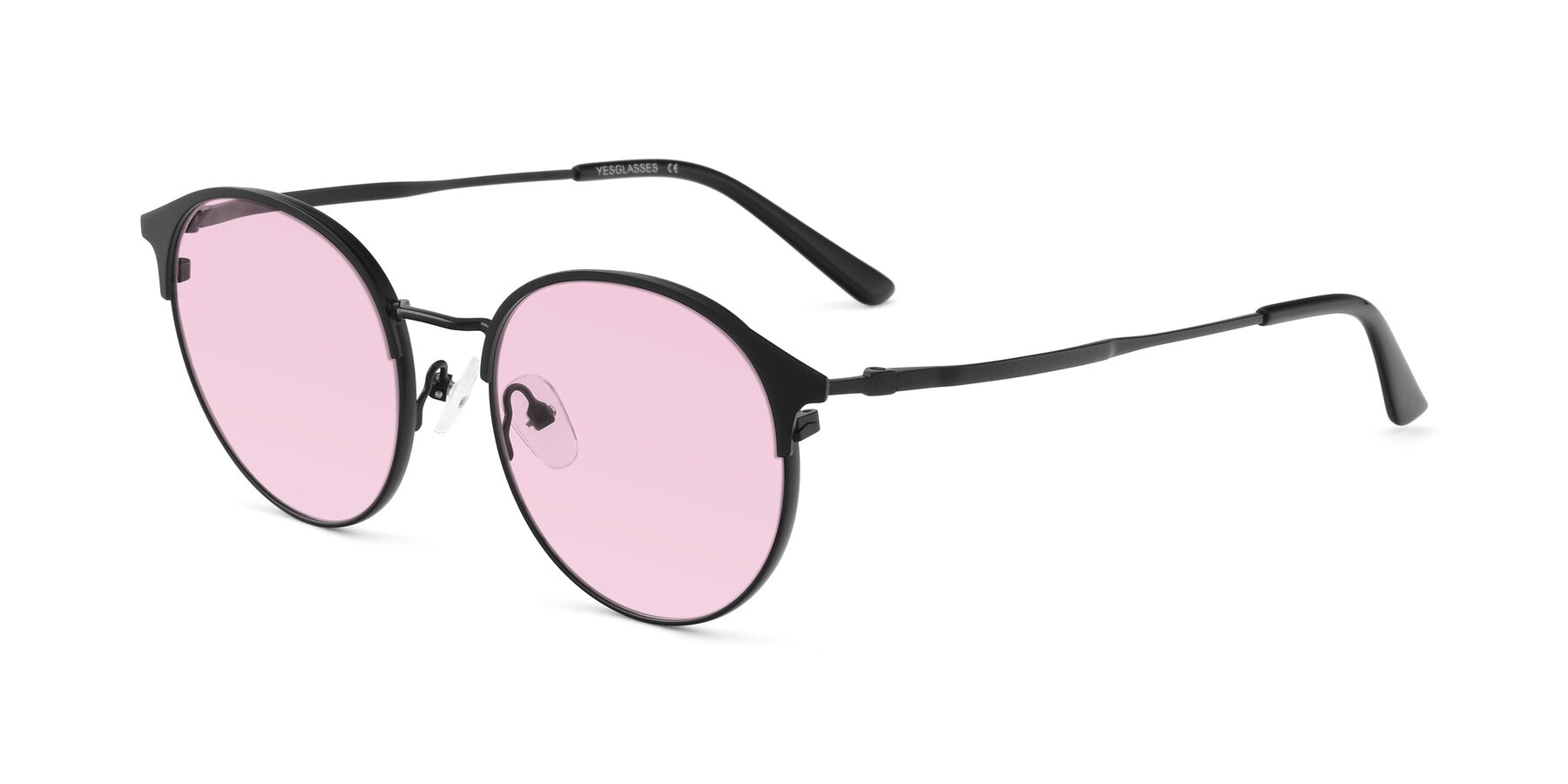 Angle of Berkley in Matte Black with Light Pink Tinted Lenses