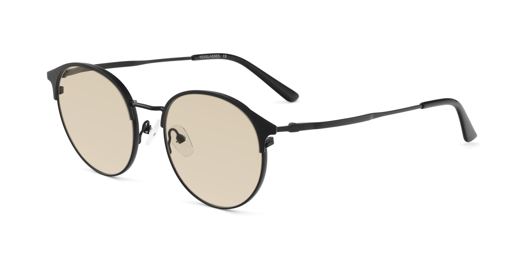Angle of Berkley in Matte Black with Light Brown Tinted Lenses