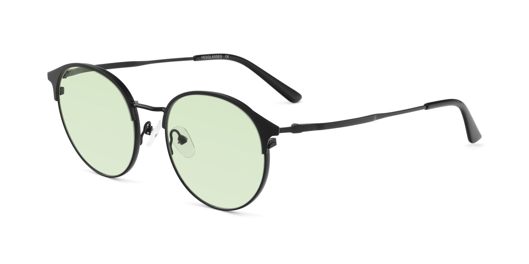 Angle of Berkley in Matte Black with Light Green Tinted Lenses