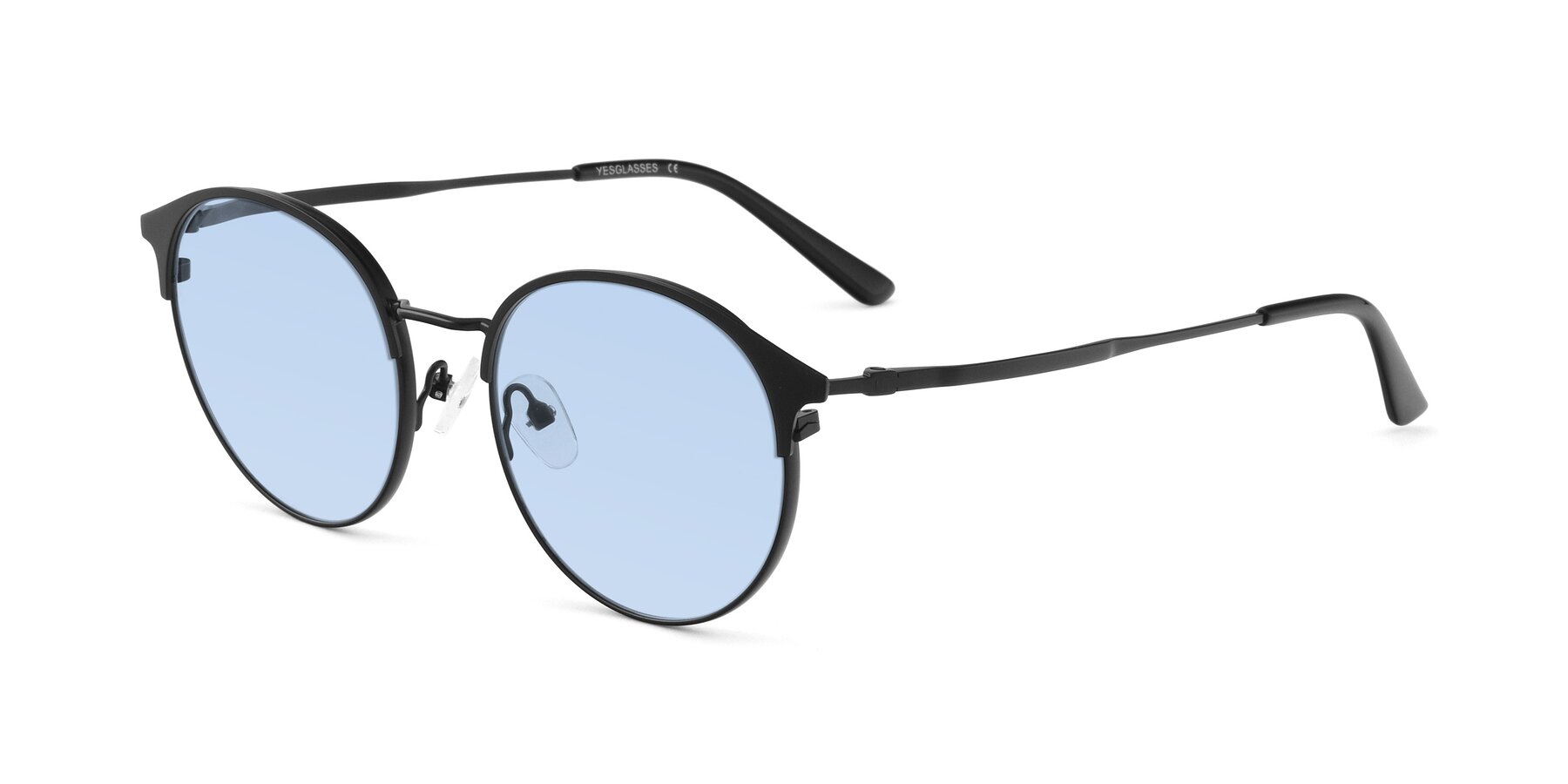 Angle of Berkley in Matte Black with Light Blue Tinted Lenses