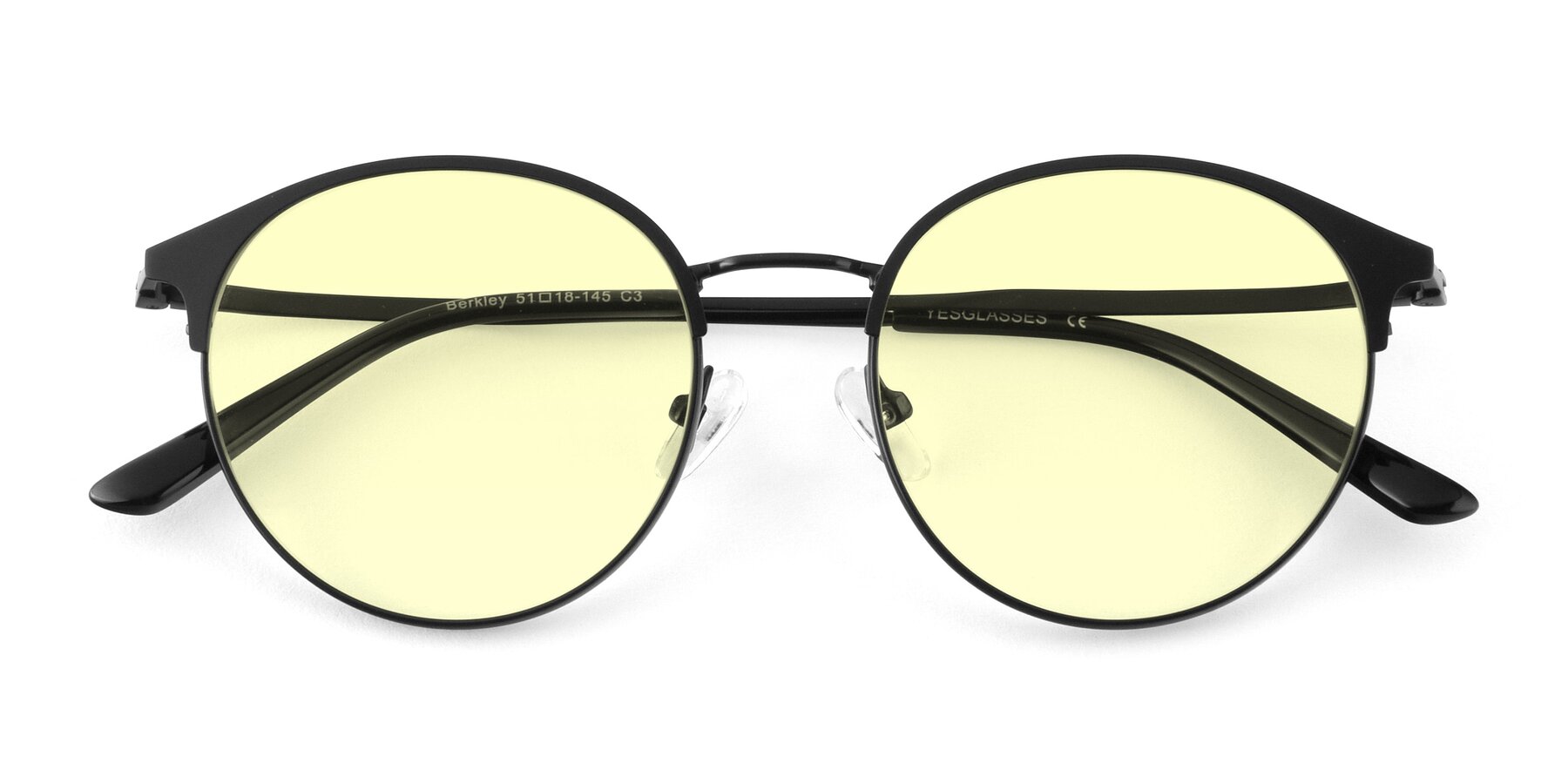 Folded Front of Berkley in Matte Black with Light Yellow Tinted Lenses