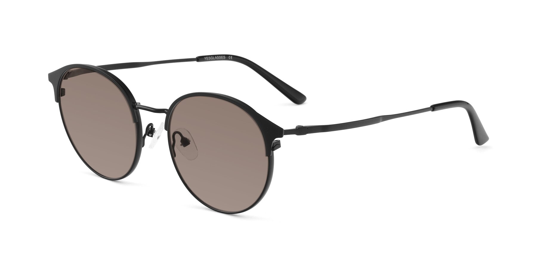 Angle of Berkley in Matte Black with Medium Brown Tinted Lenses