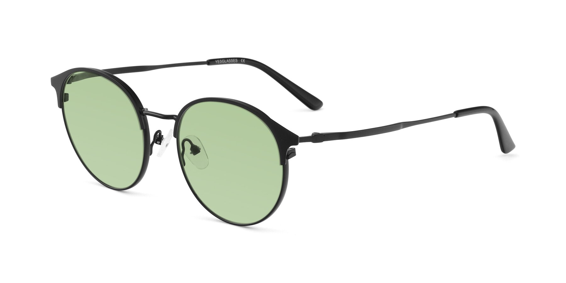 Angle of Berkley in Matte Black with Medium Green Tinted Lenses