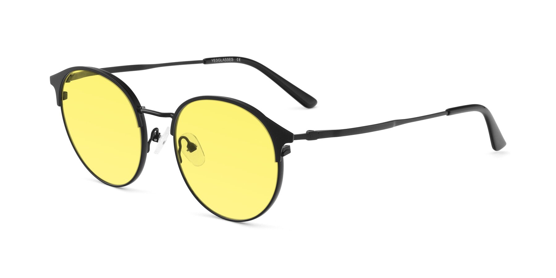 Angle of Berkley in Matte Black with Medium Yellow Tinted Lenses