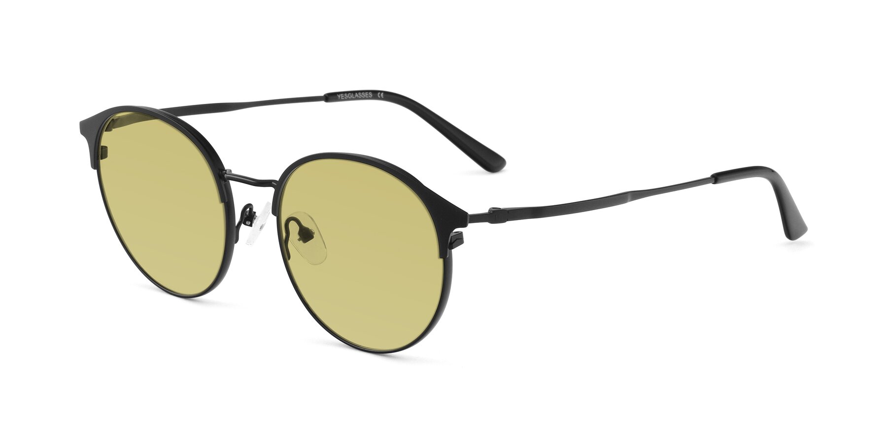 Angle of Berkley in Matte Black with Medium Champagne Tinted Lenses