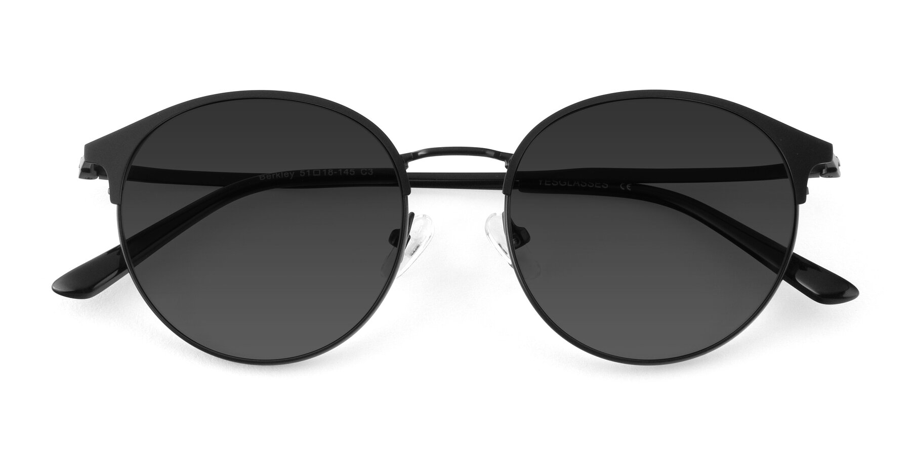 Folded Front of Berkley in Matte Black with Gray Tinted Lenses