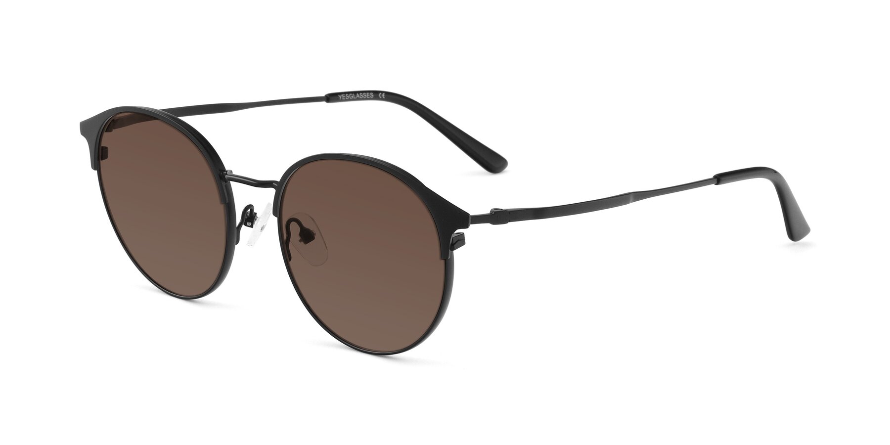 Angle of Berkley in Matte Black with Brown Tinted Lenses