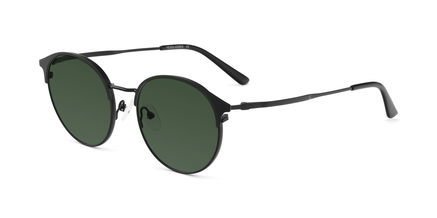 Angle of Berkley in Matte Black with Green Tinted Lenses