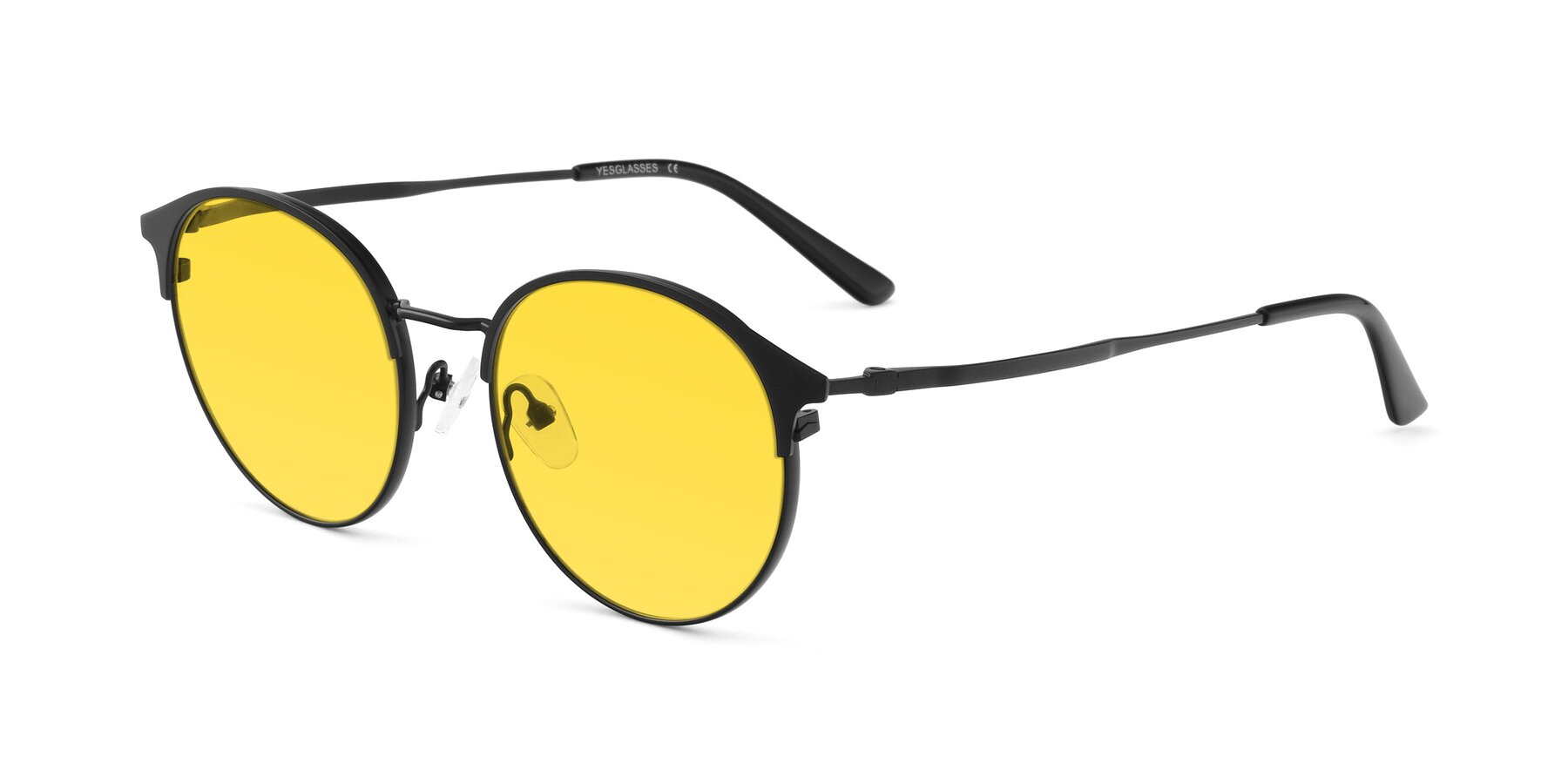 Angle of Berkley in Matte Black with Yellow Tinted Lenses