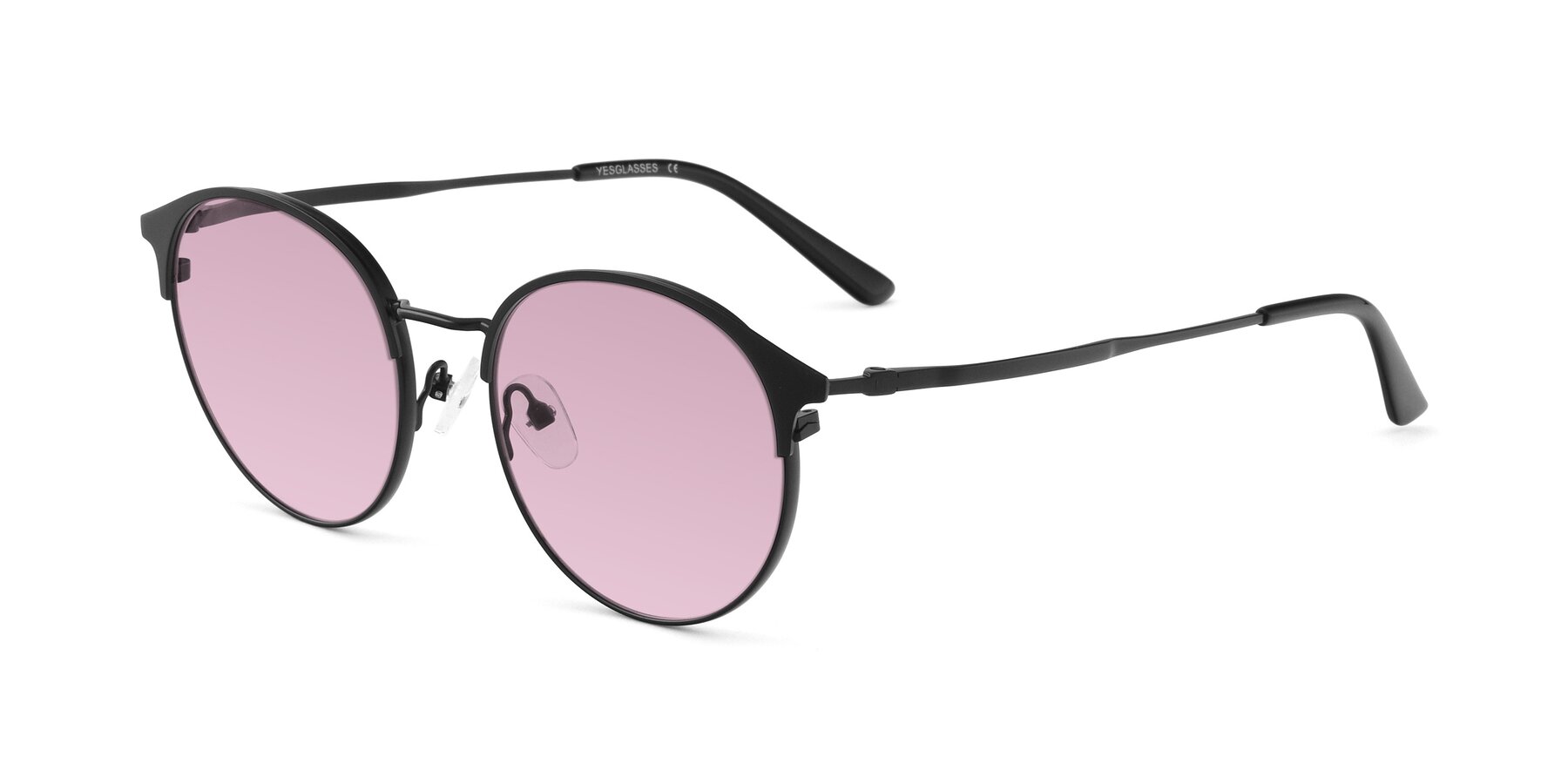 Angle of Berkley in Matte Black with Light Wine Tinted Lenses