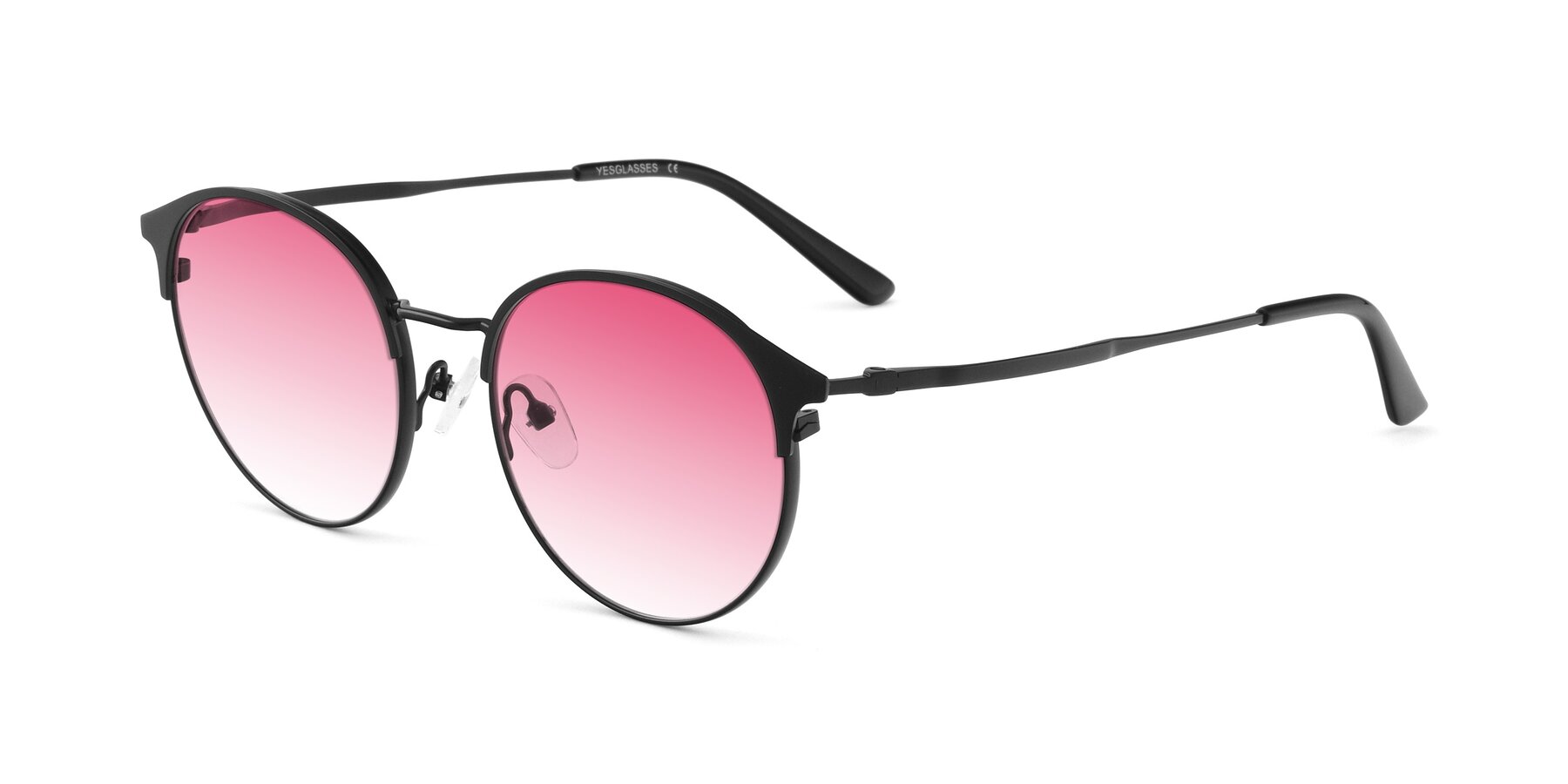 Angle of Berkley in Matte Black with Pink Gradient Lenses