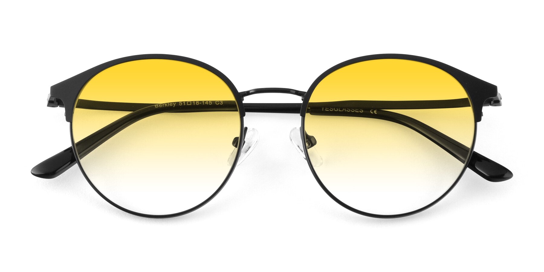 Folded Front of Berkley in Matte Black with Yellow Gradient Lenses