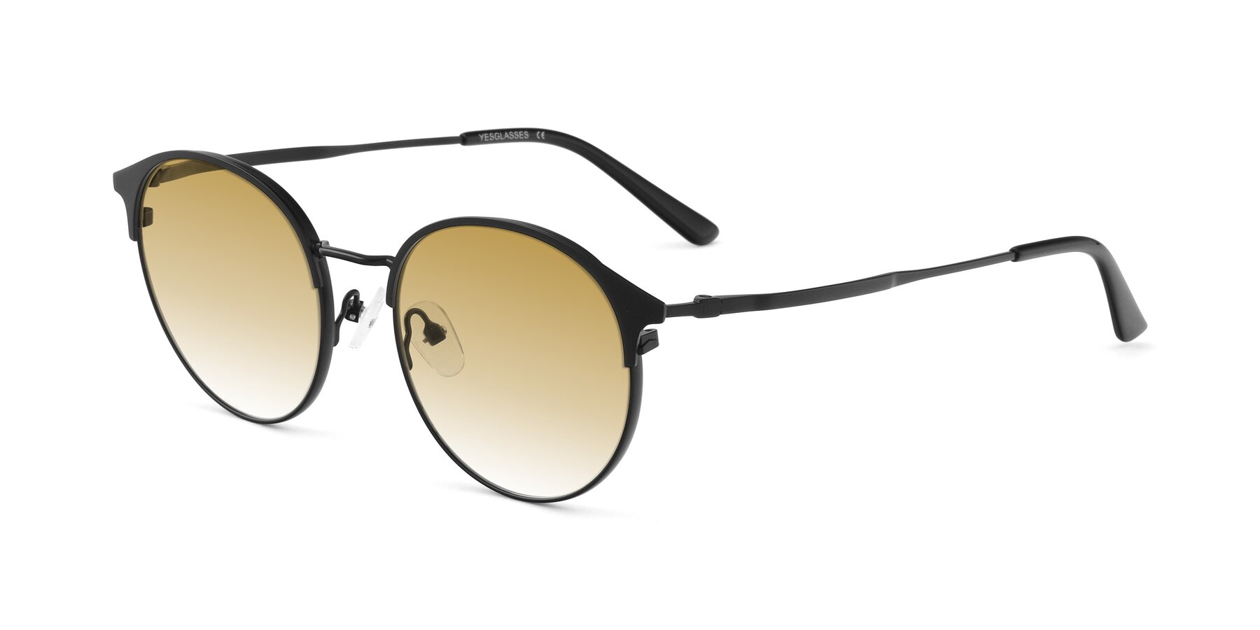 Angle of Berkley in Matte Black with Champagne Gradient Lenses