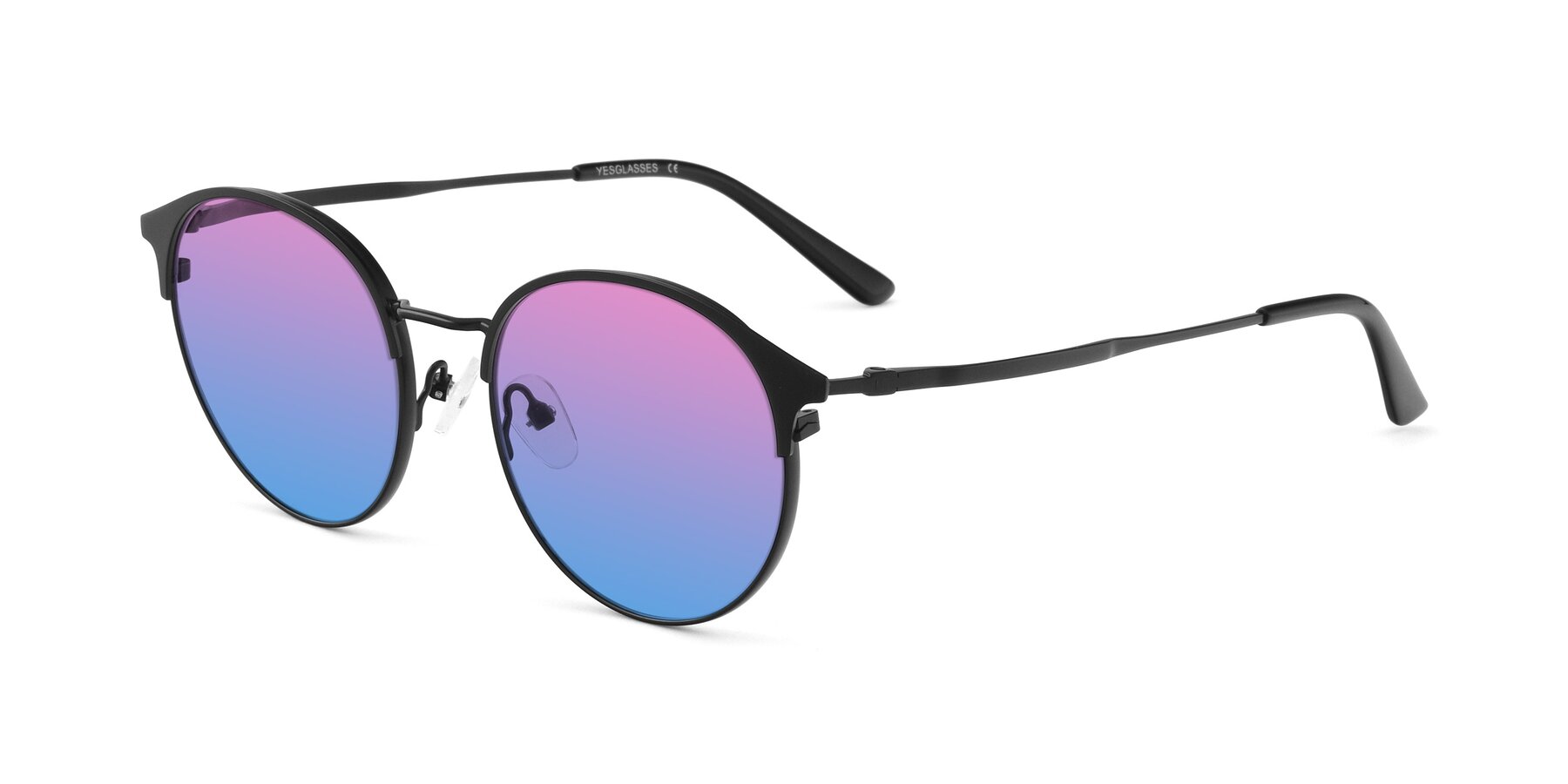 Angle of Berkley in Matte Black with Pink / Blue Gradient Lenses