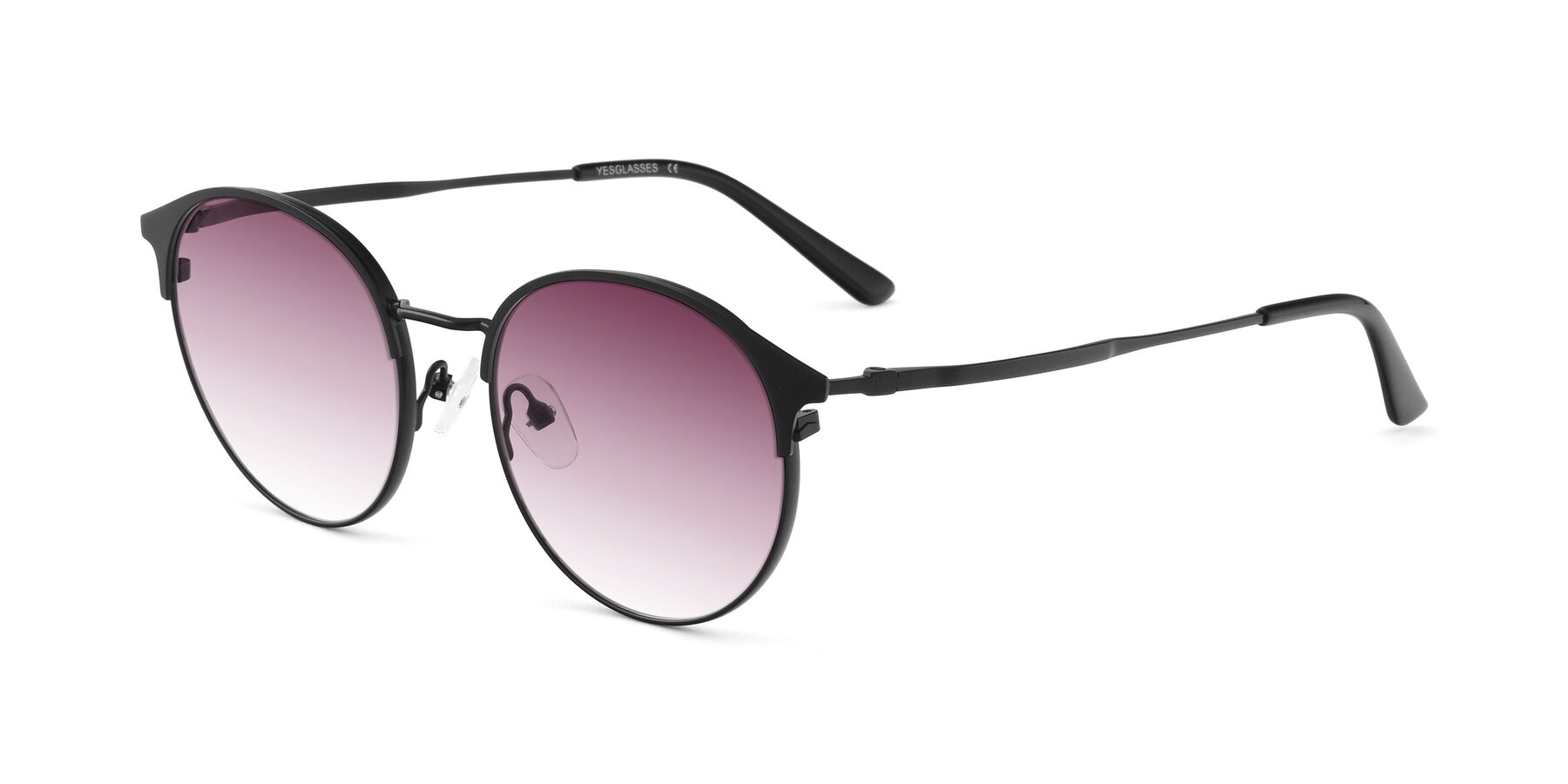 Angle of Berkley in Matte Black with Wine Gradient Lenses