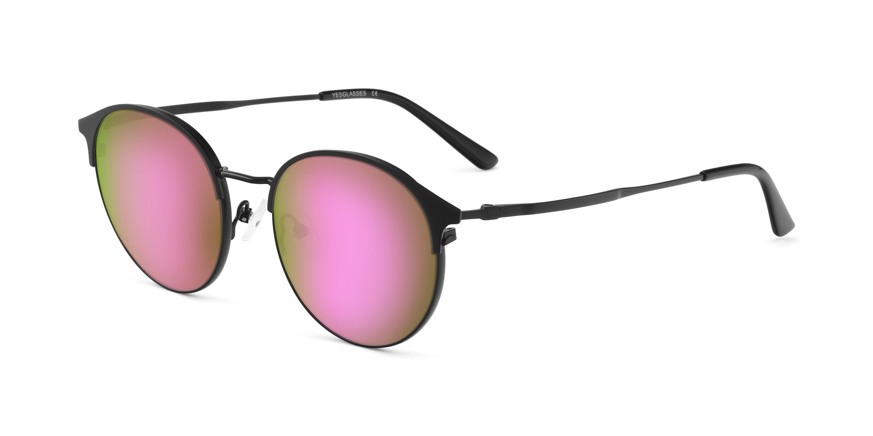 Angle of Berkley in Matte Black with Pink Mirrored Lenses