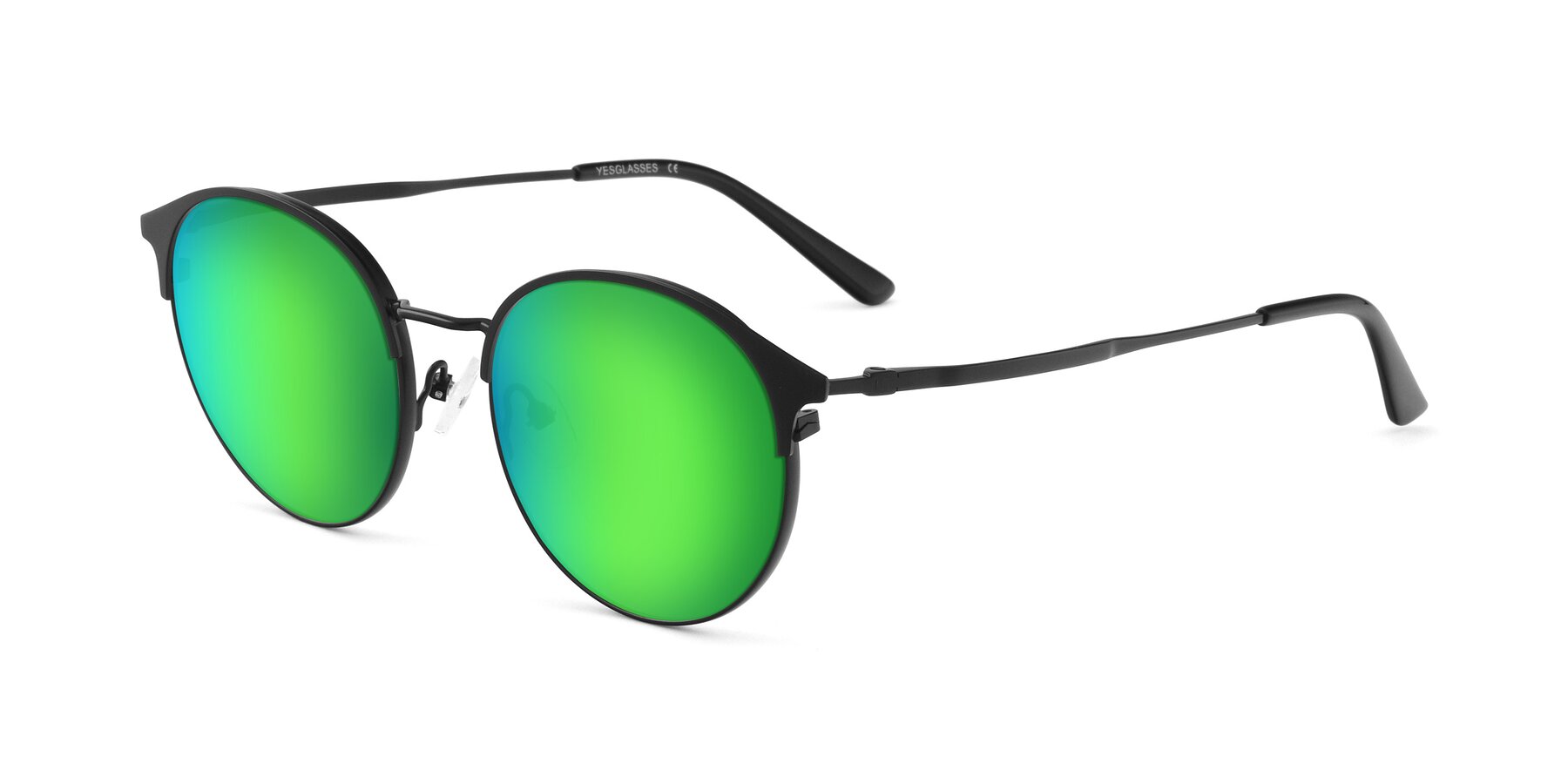 Angle of Berkley in Matte Black with Green Mirrored Lenses