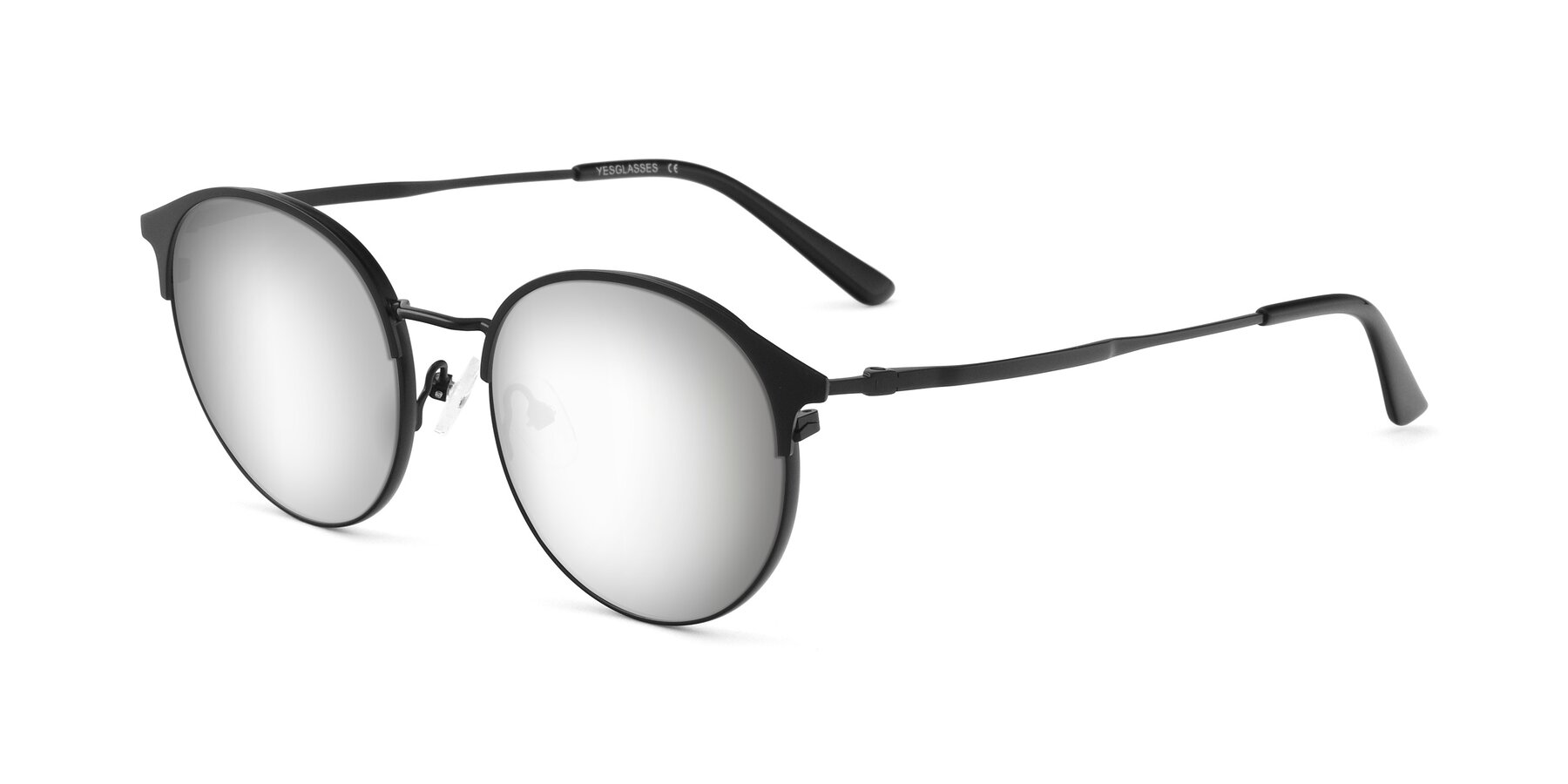 Angle of Berkley in Matte Black with Silver Mirrored Lenses