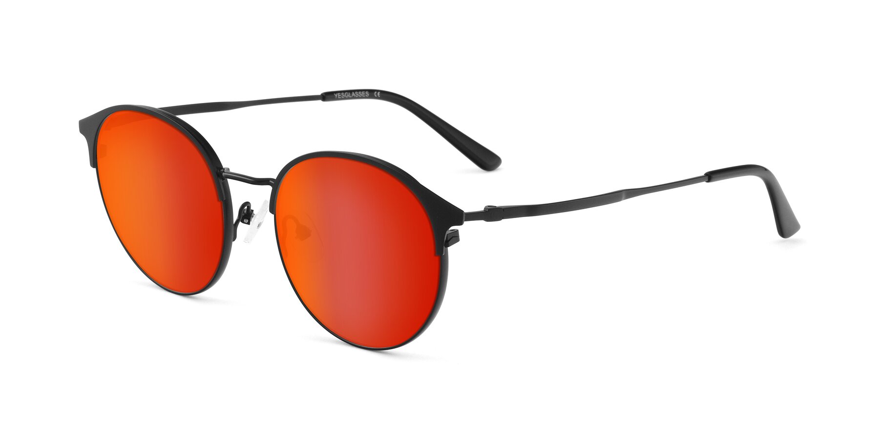 Angle of Berkley in Matte Black with Red Gold Mirrored Lenses