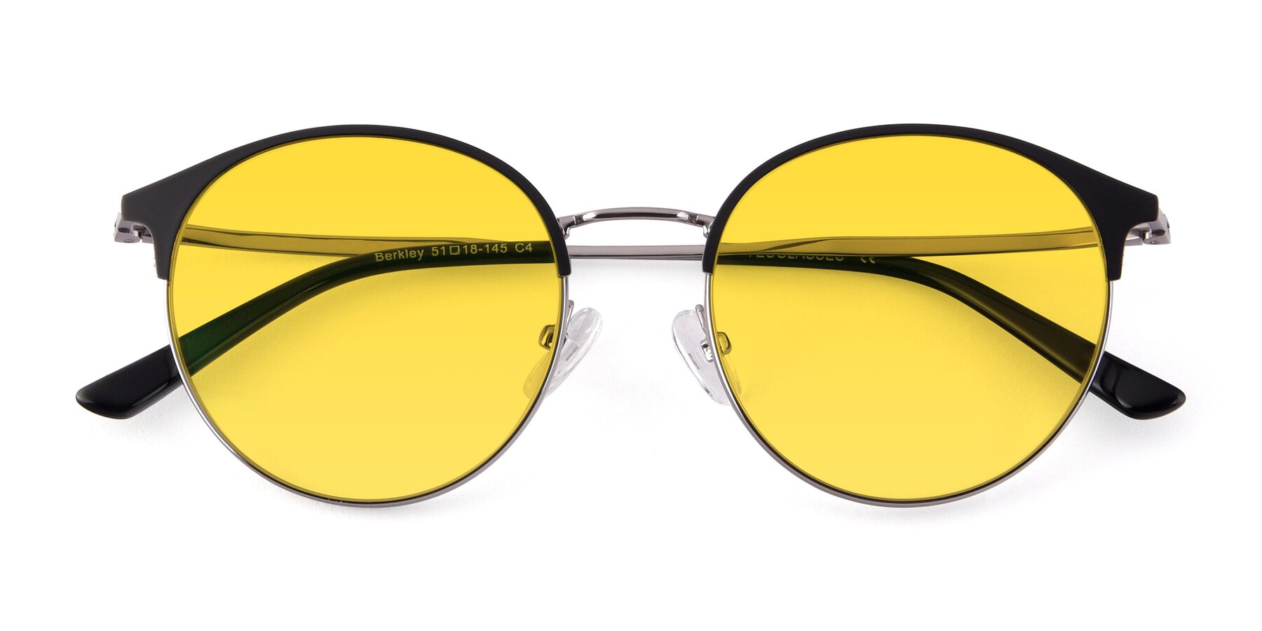 Folded Front of Berkley in Black-Gunmetal with Yellow Tinted Lenses