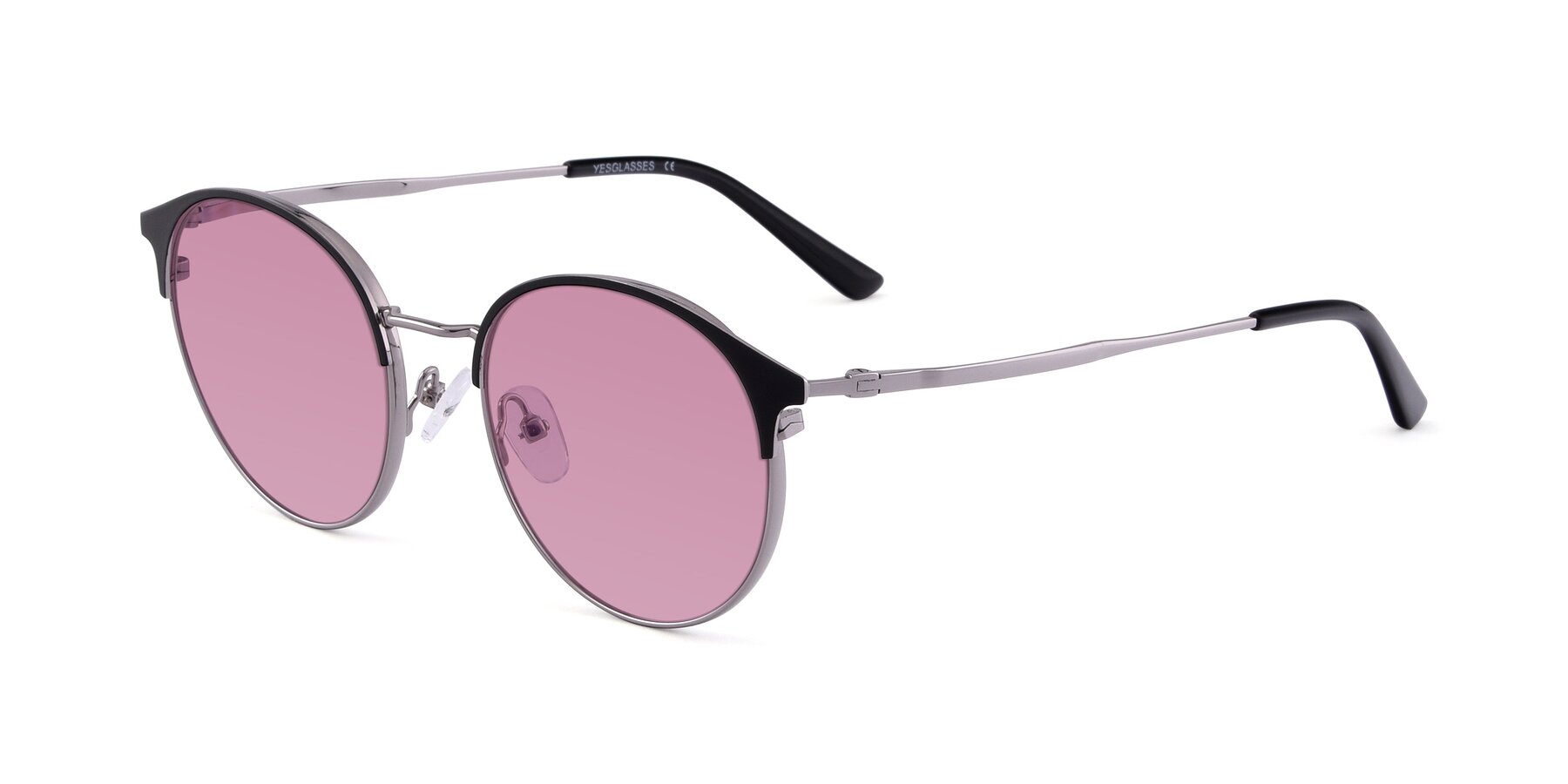 Angle of Berkley in Black-Gunmetal with Medium Wine Tinted Lenses