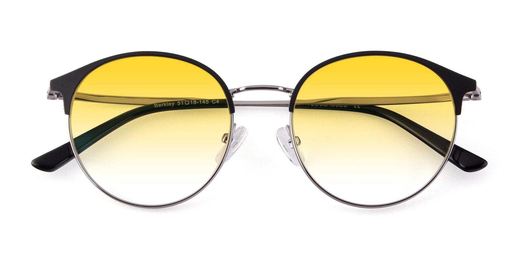 Folded Front of Berkley in Black-Gunmetal with Yellow Gradient Lenses