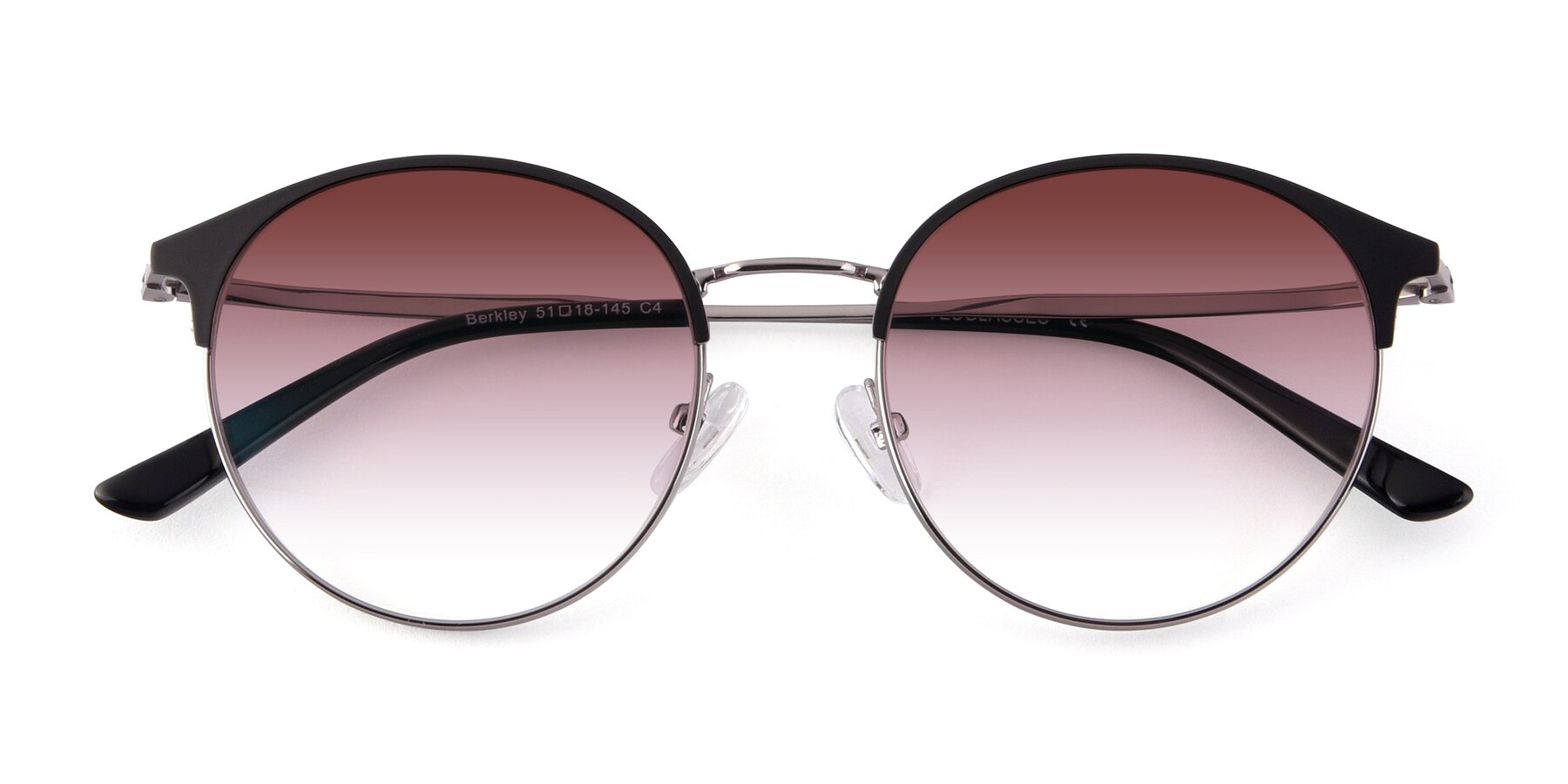 Folded Front of Berkley in Black-Gunmetal with Garnet Gradient Lenses