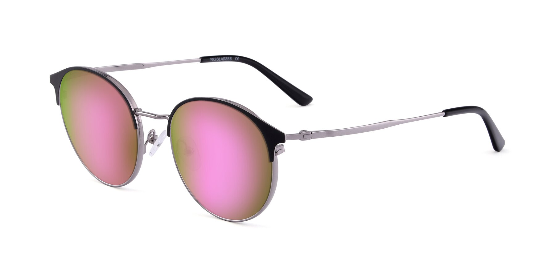 Angle of Berkley in Black-Gunmetal with Pink Mirrored Lenses