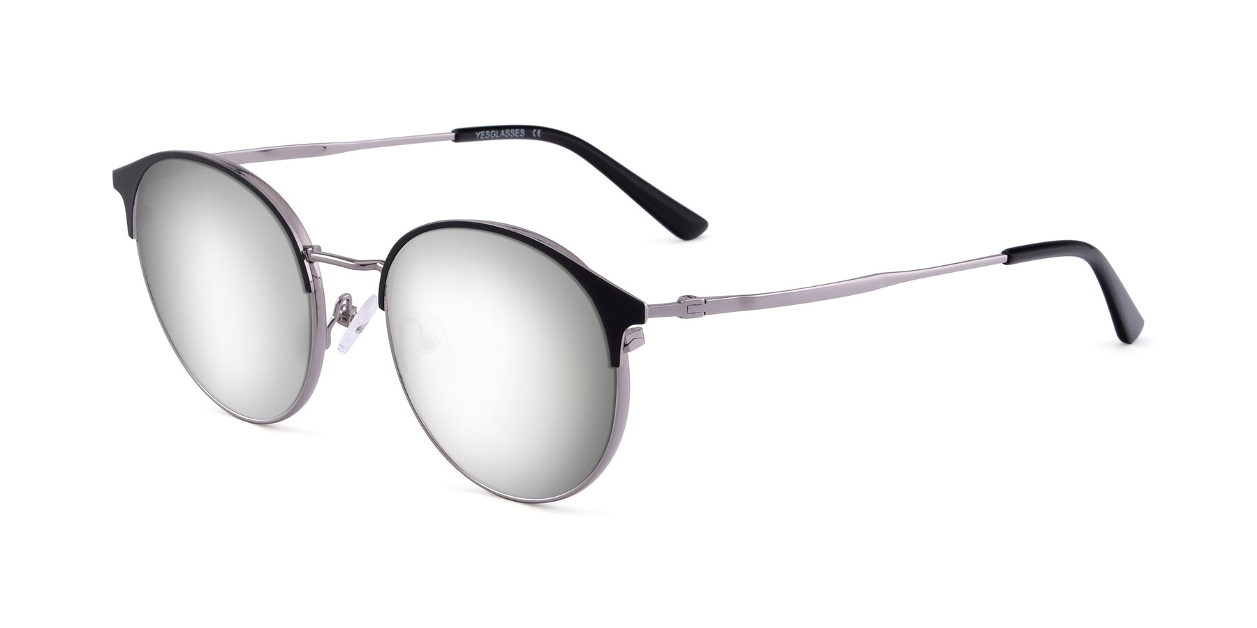 Angle of Berkley in Black-Gunmetal with Silver Mirrored Lenses