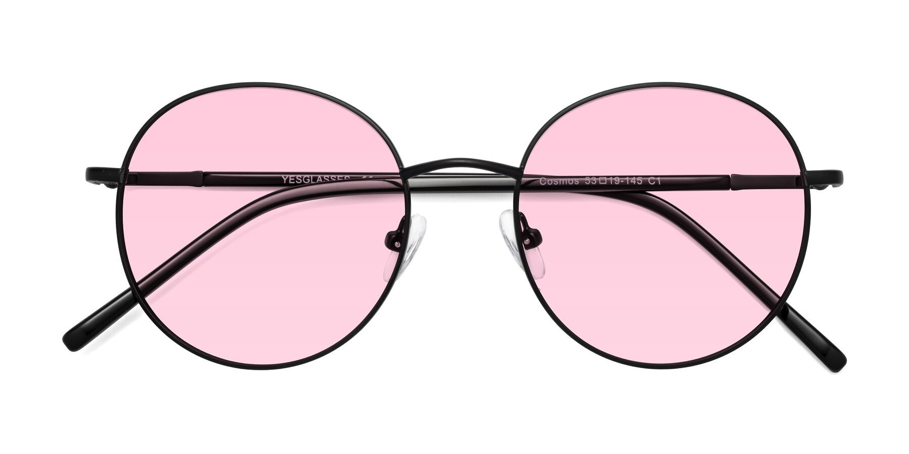 Folded Front of Cosmos in Black with Light Pink Tinted Lenses