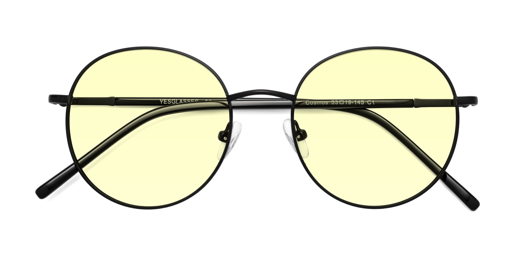 Folded Front of Cosmos in Black with Light Yellow Tinted Lenses