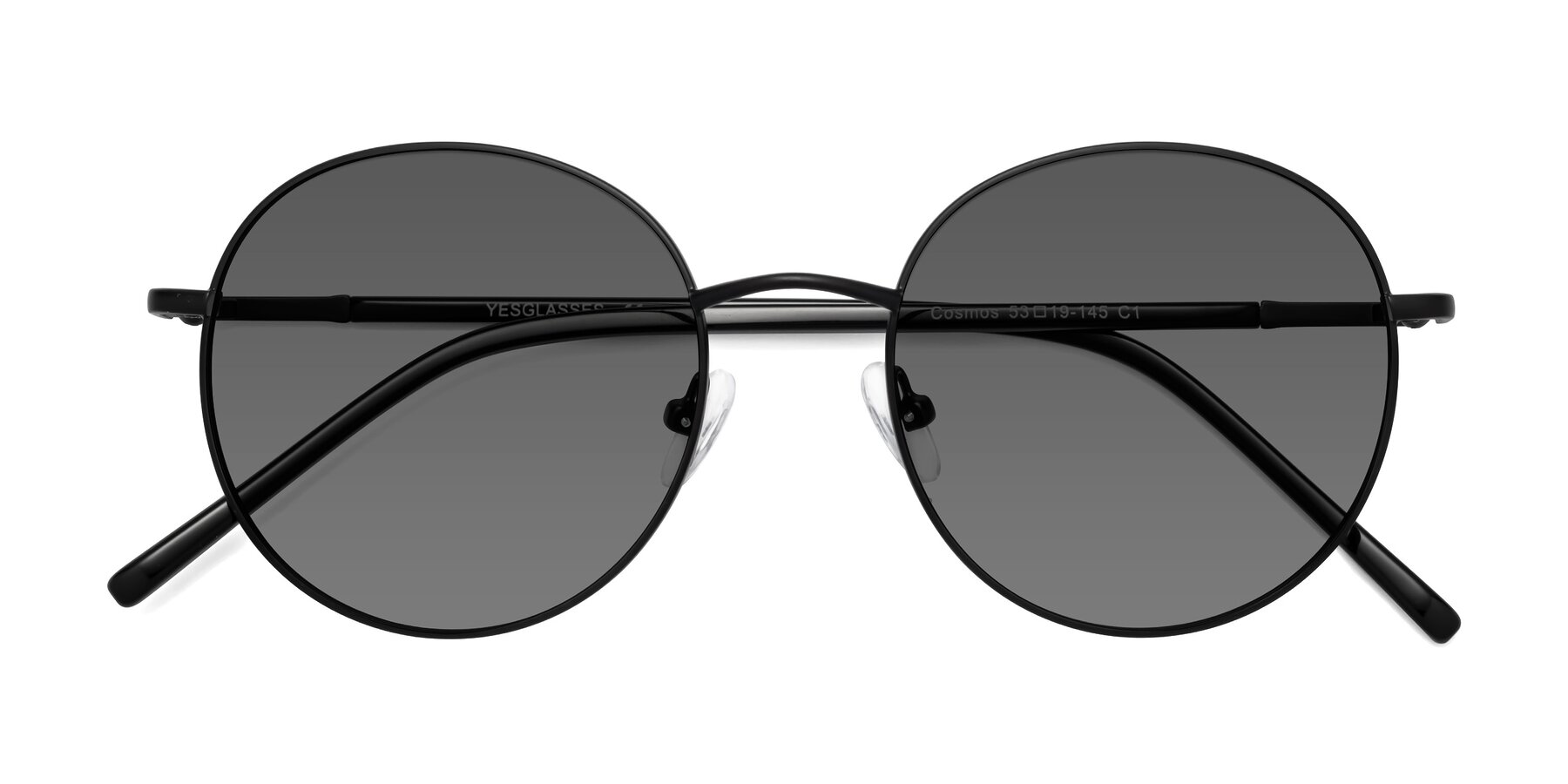 Folded Front of Cosmos in Black with Medium Gray Tinted Lenses