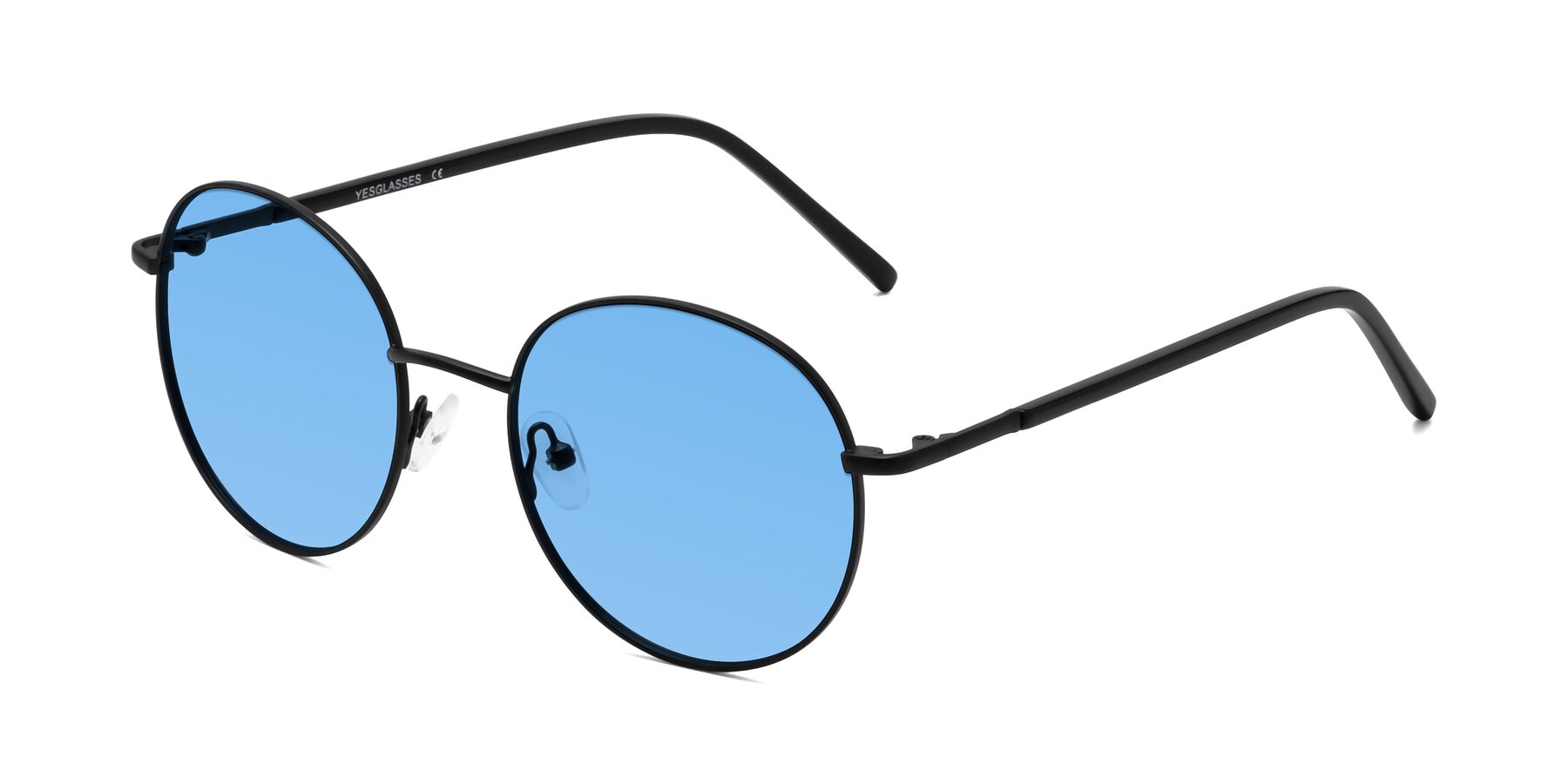 Angle of Cosmos in Black with Medium Blue Tinted Lenses