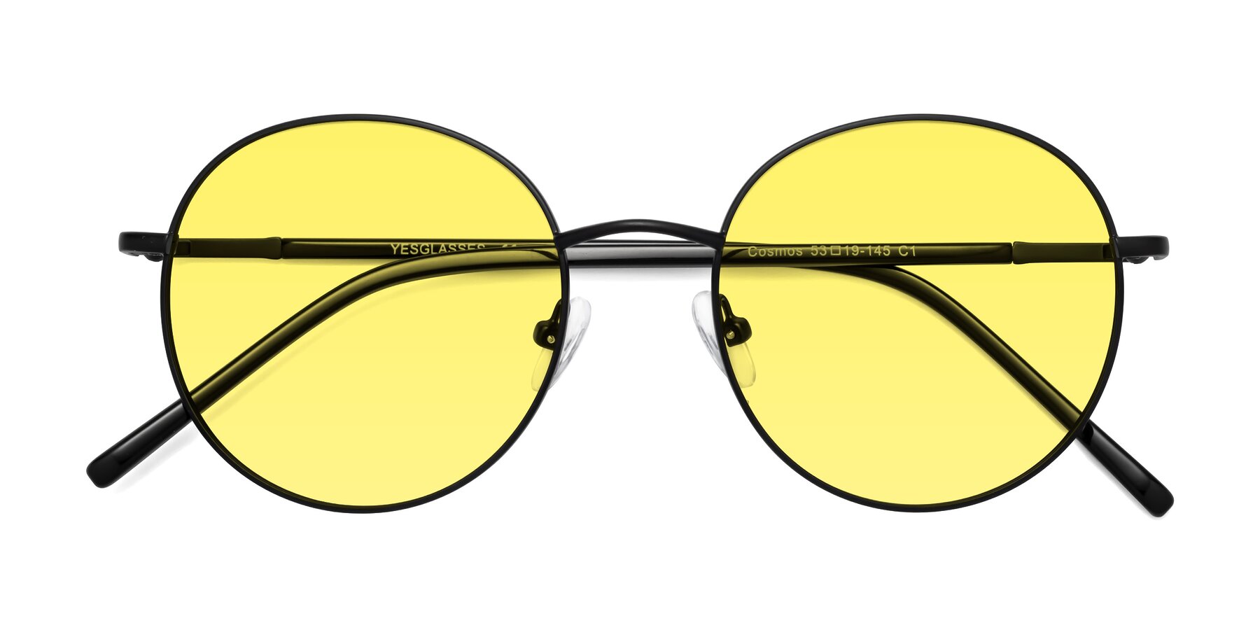 Folded Front of Cosmos in Black with Medium Yellow Tinted Lenses