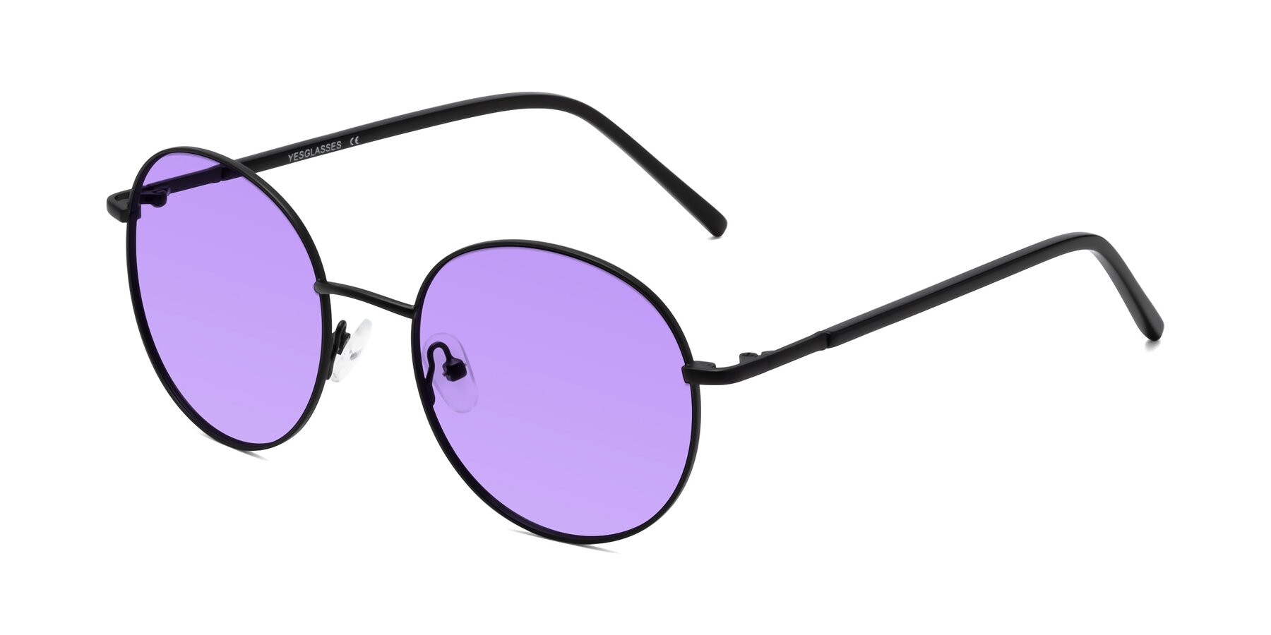 Angle of Cosmos in Black with Medium Purple Tinted Lenses