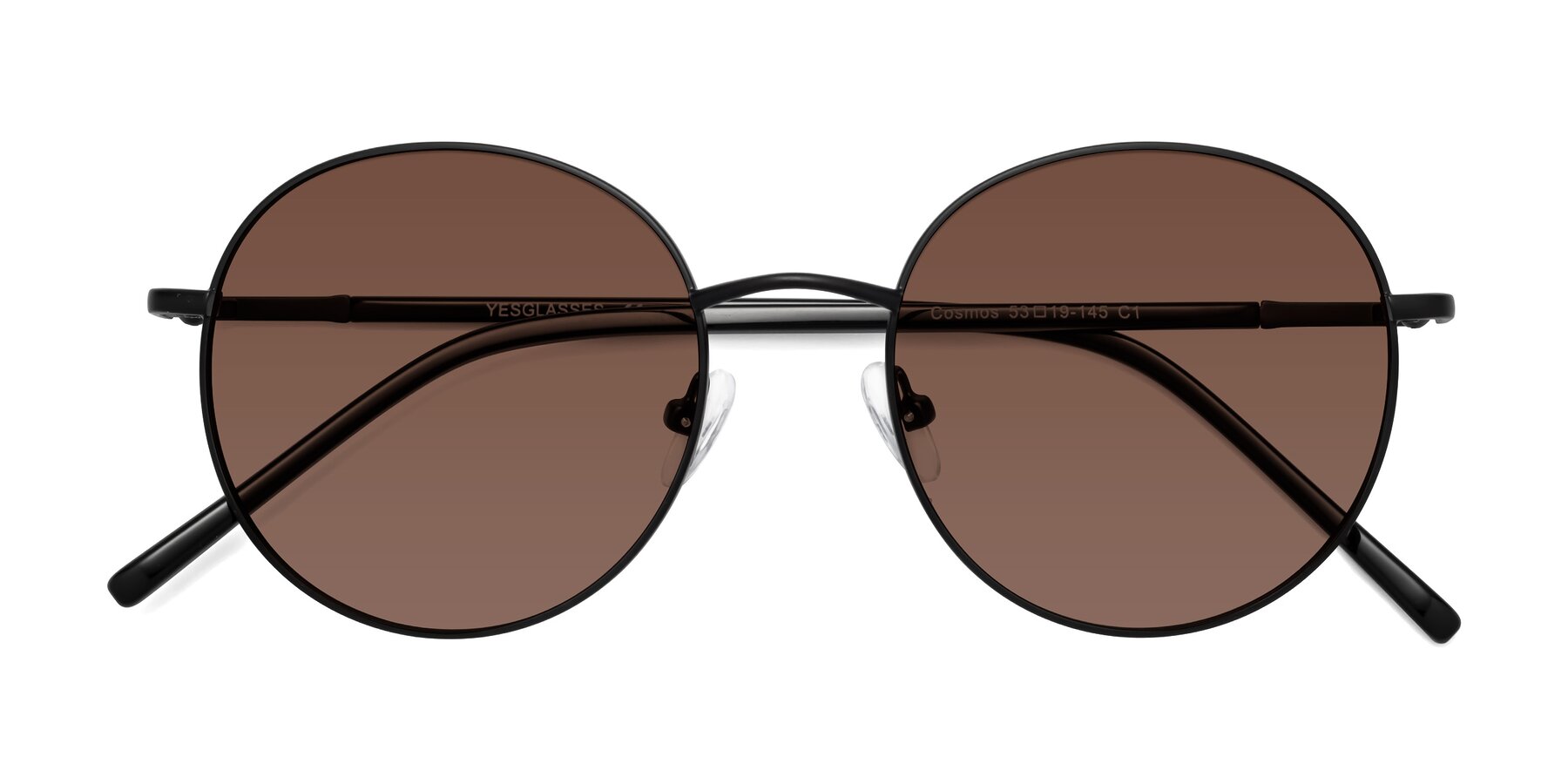 Folded Front of Cosmos in Black with Brown Tinted Lenses