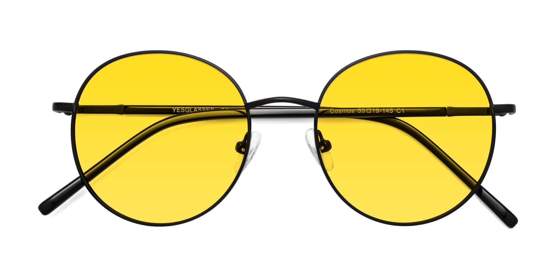 Folded Front of Cosmos in Black with Yellow Tinted Lenses