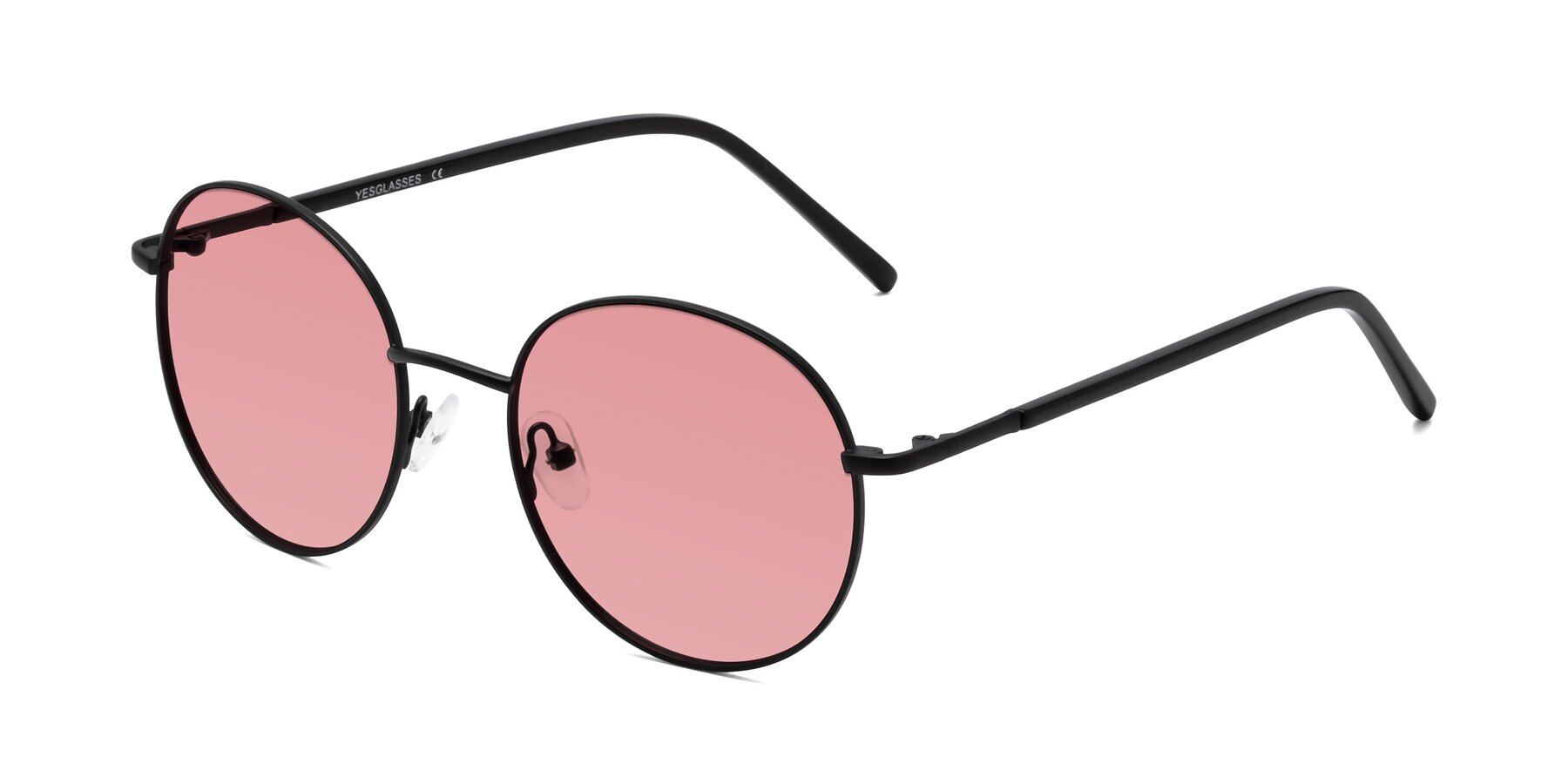 Angle of Cosmos in Black with Medium Garnet Tinted Lenses