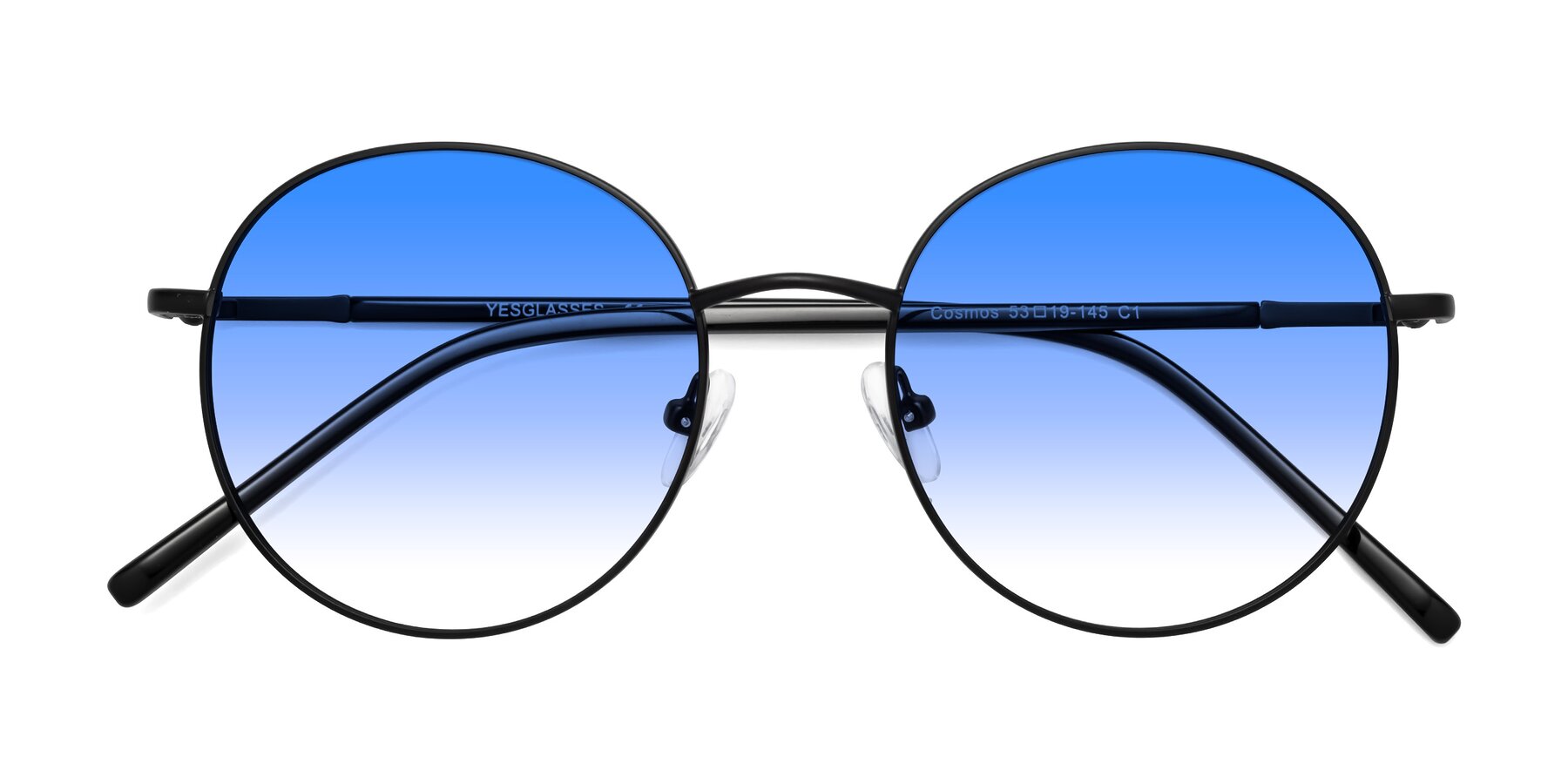 Folded Front of Cosmos in Black with Blue Gradient Lenses