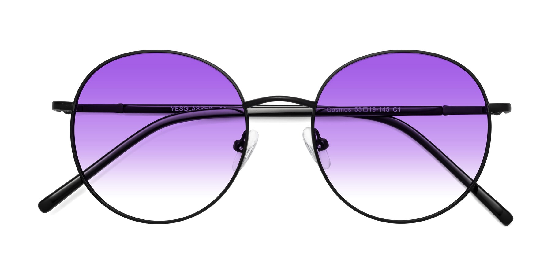 Folded Front of Cosmos in Black with Purple Gradient Lenses