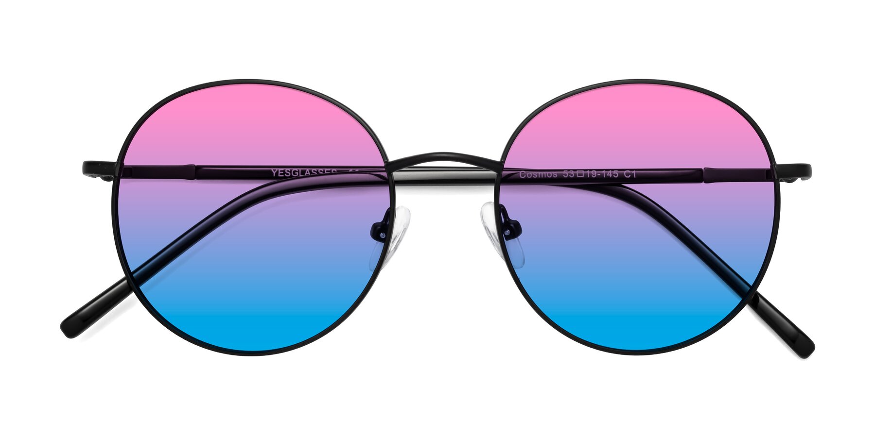Folded Front of Cosmos in Black with Pink / Blue Gradient Lenses