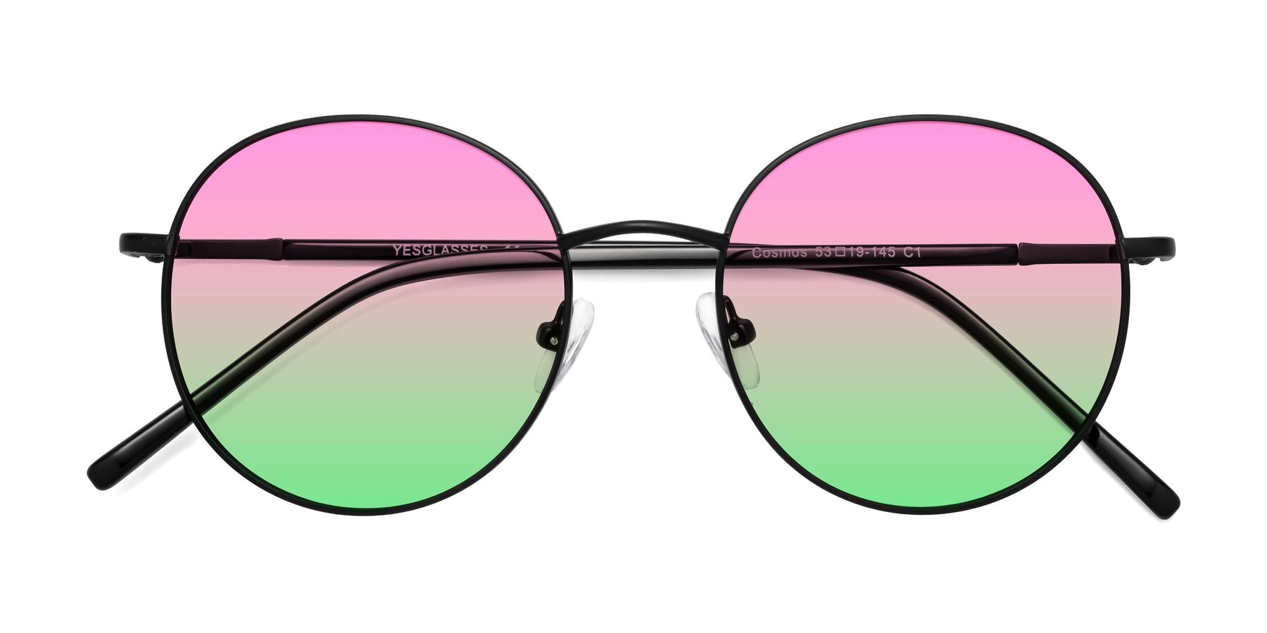 Folded Front of Cosmos in Black with Pink / Green Gradient Lenses