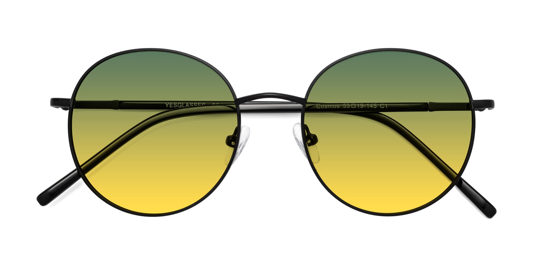 Folded Front of Cosmos in Black with Green / Yellow Gradient Lenses