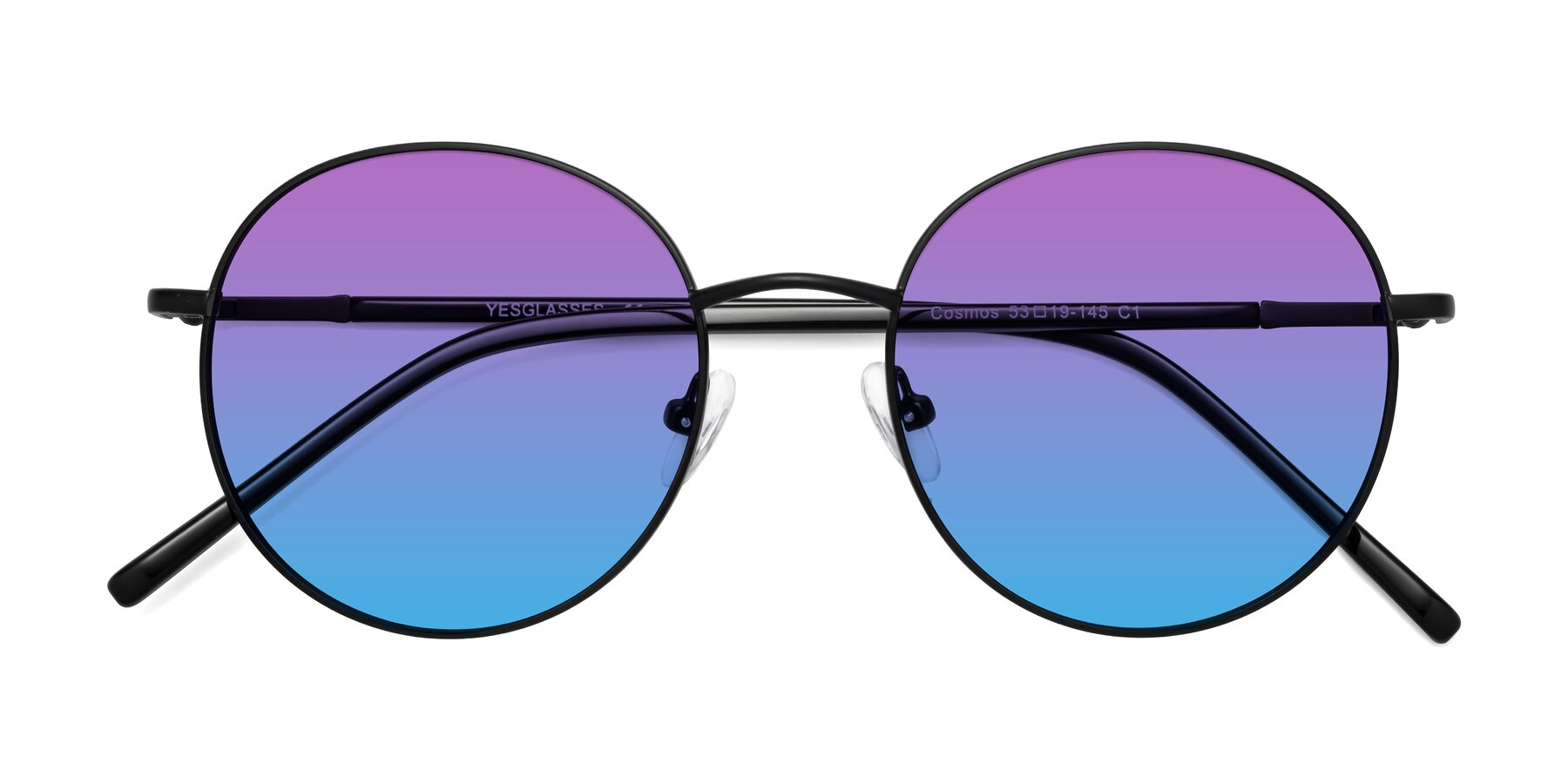 Folded Front of Cosmos in Black with Purple / Blue Gradient Lenses