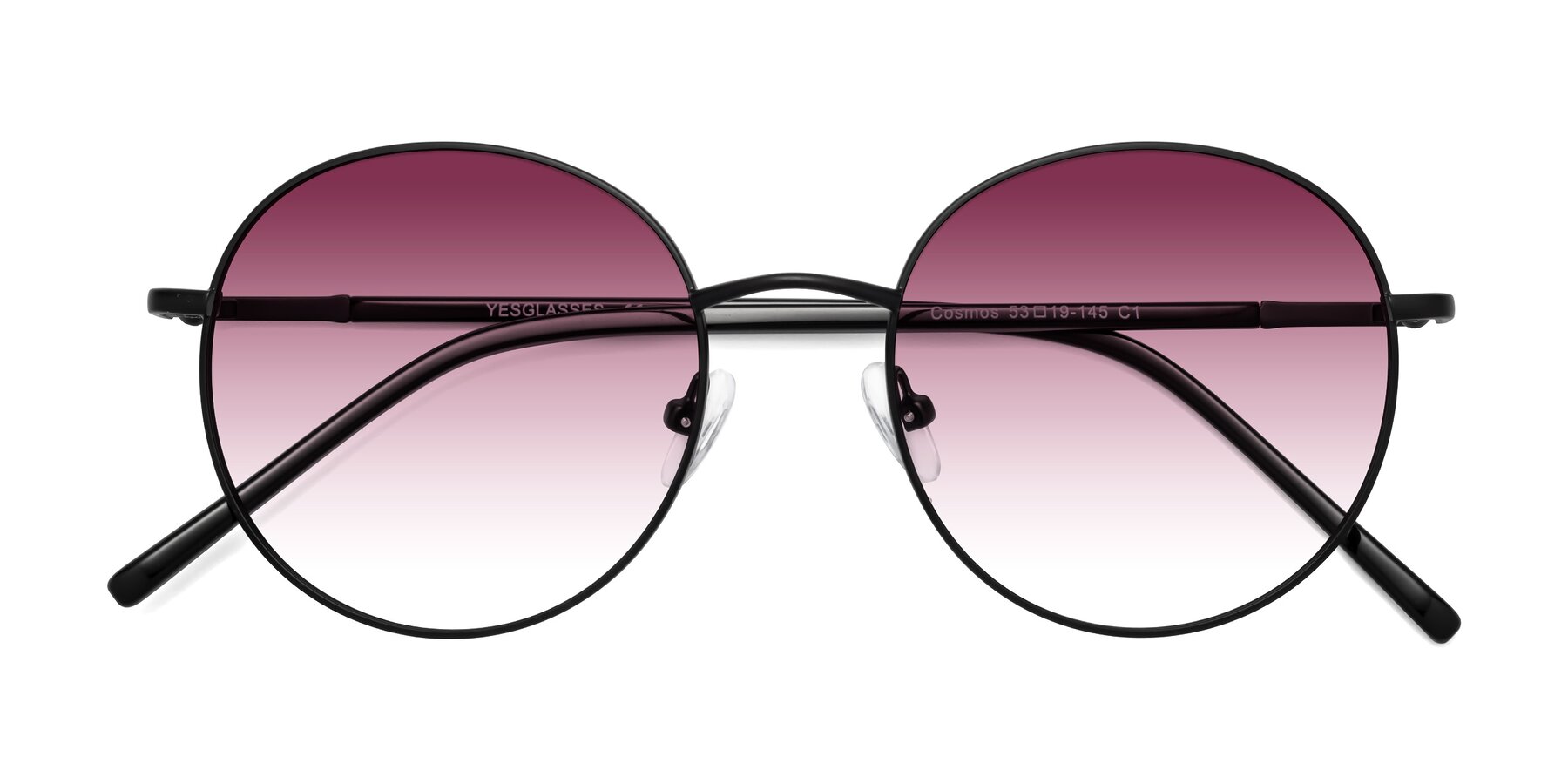 Folded Front of Cosmos in Black with Wine Gradient Lenses