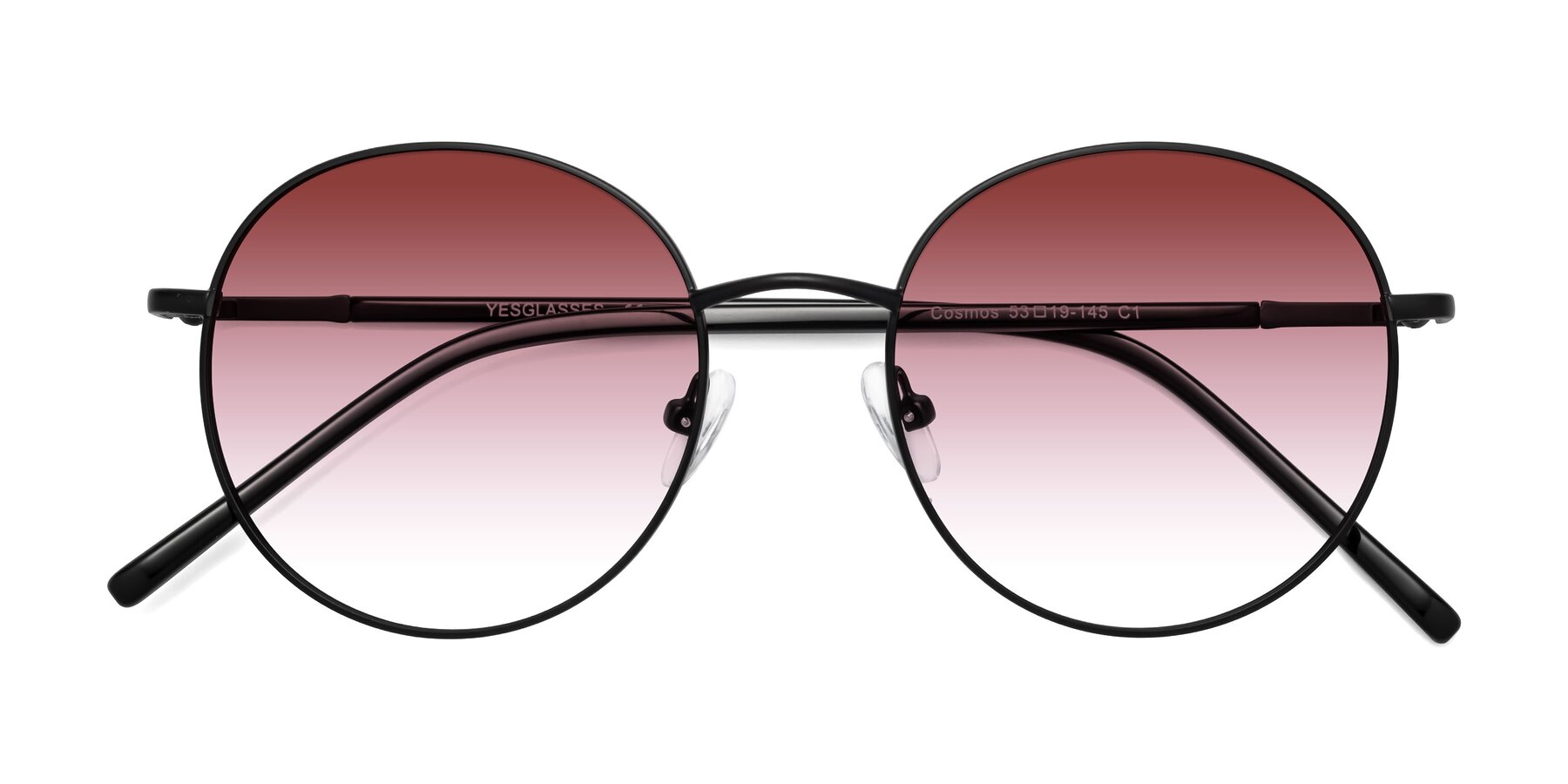 Folded Front of Cosmos in Black with Garnet Gradient Lenses