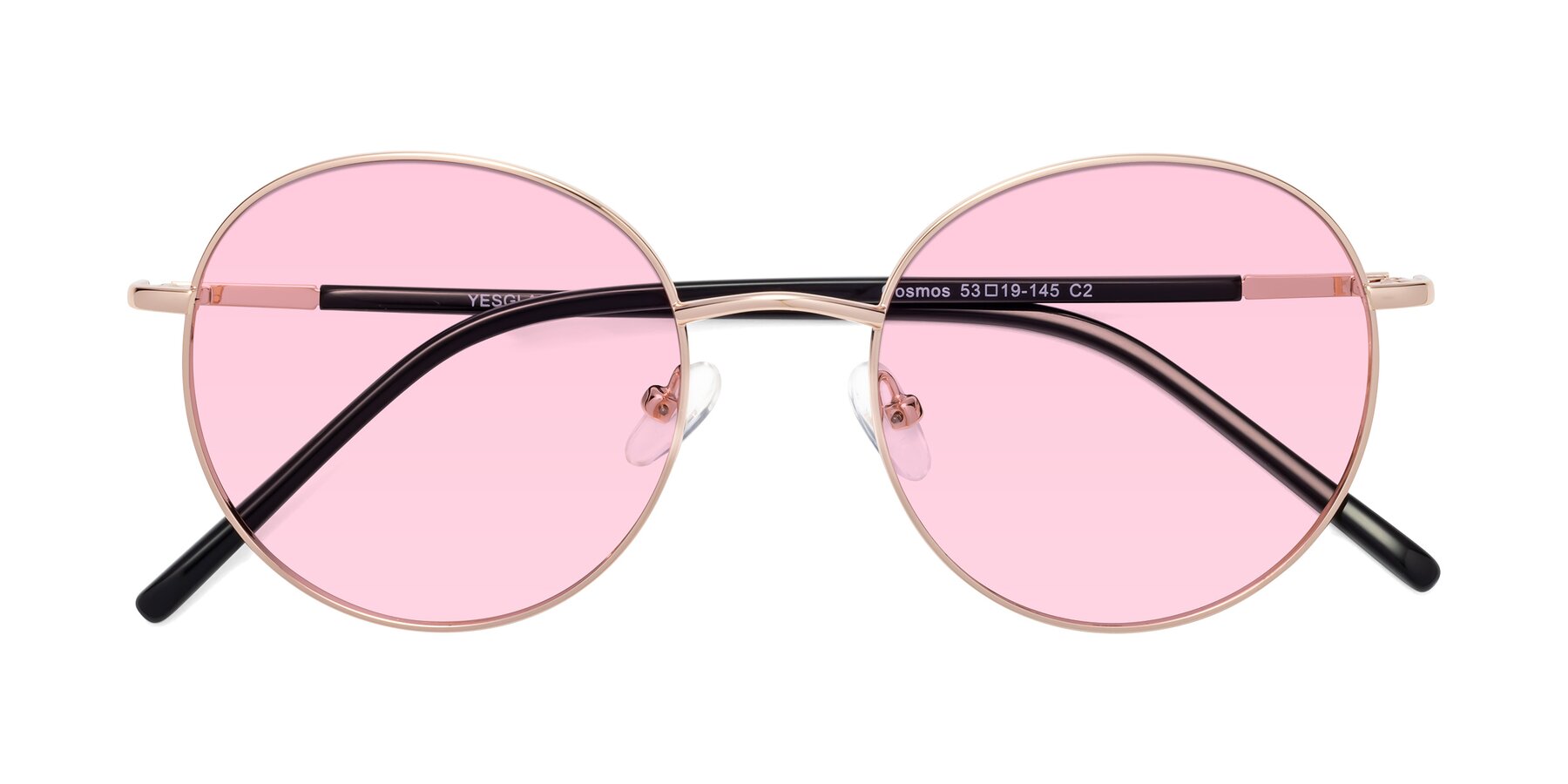 Folded Front of Cosmos in Rose Gold with Light Pink Tinted Lenses