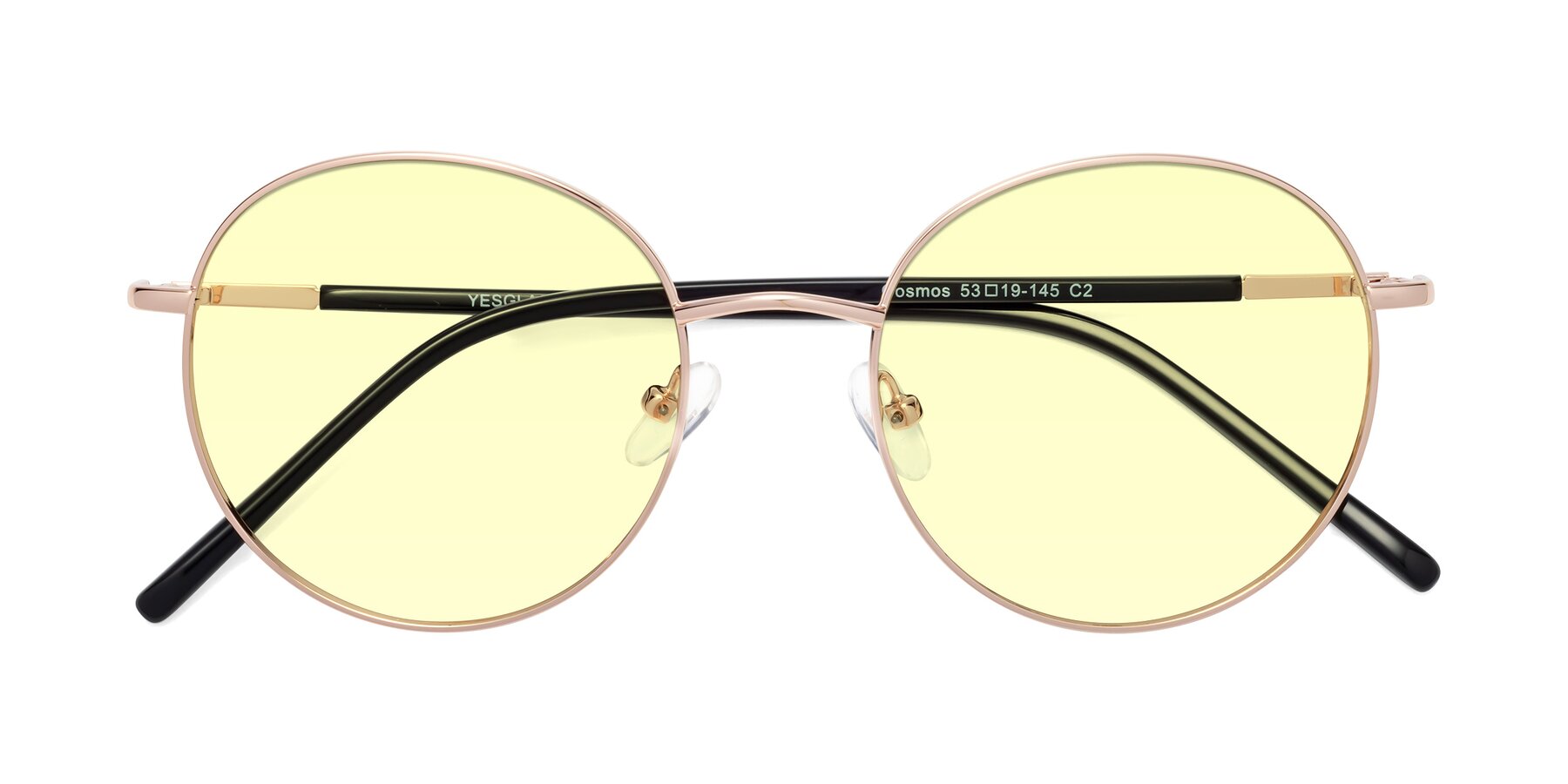 Folded Front of Cosmos in Rose Gold with Light Yellow Tinted Lenses